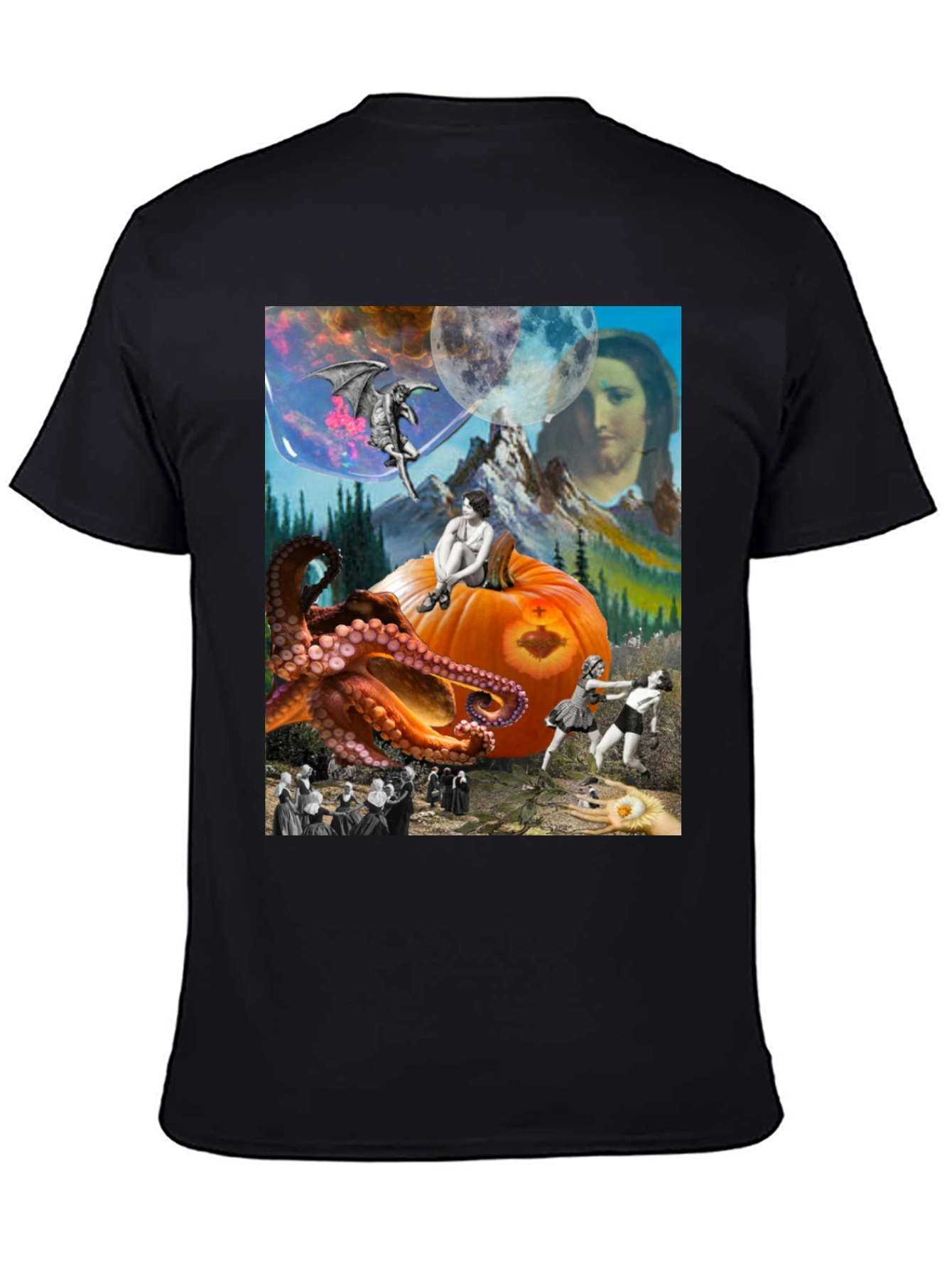 Surrealist Graphic T-Shirt - Octopus Pumpkin Boxing