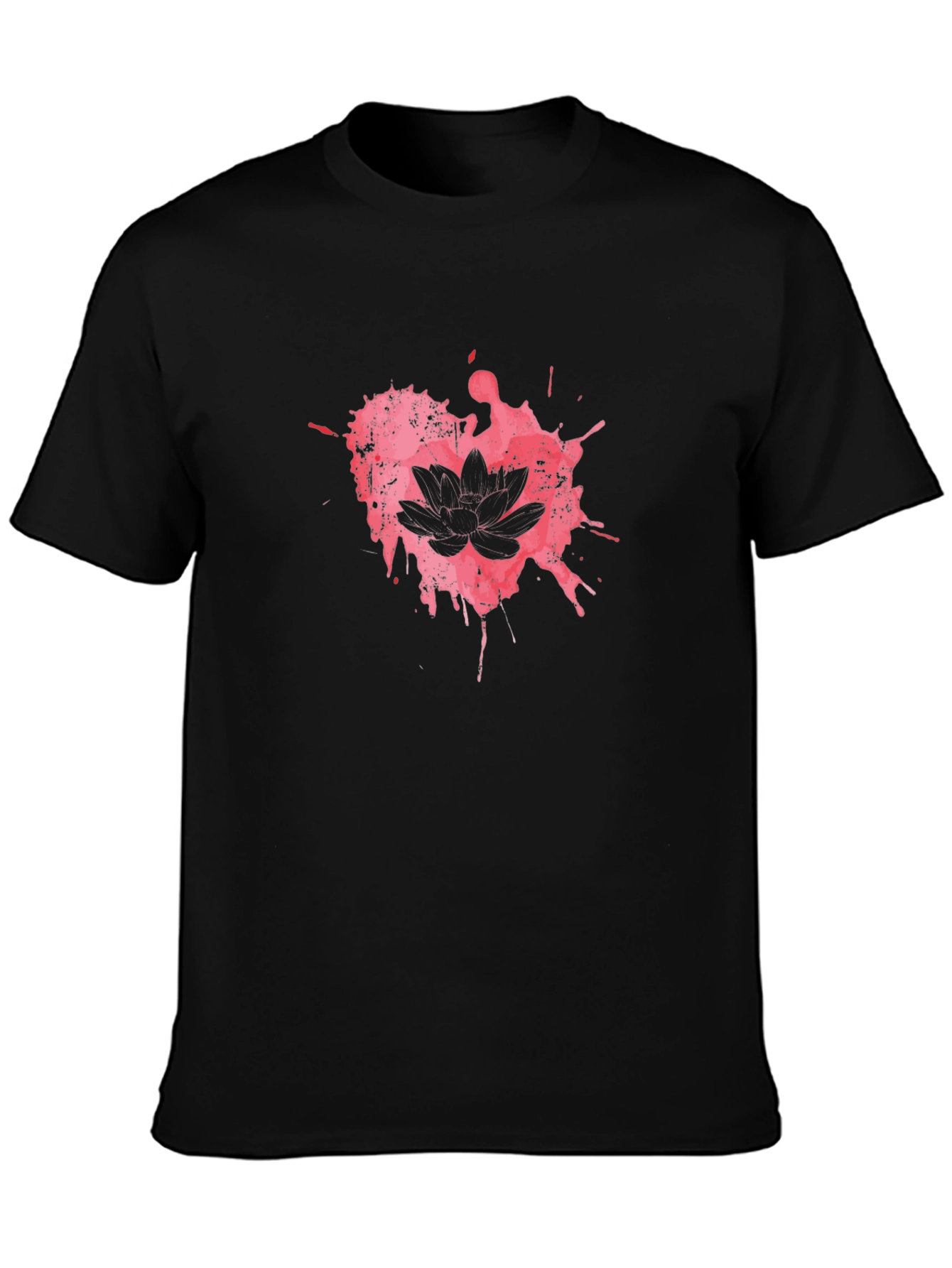 Lotus Splash T-Shirt - Black Cotton Tee