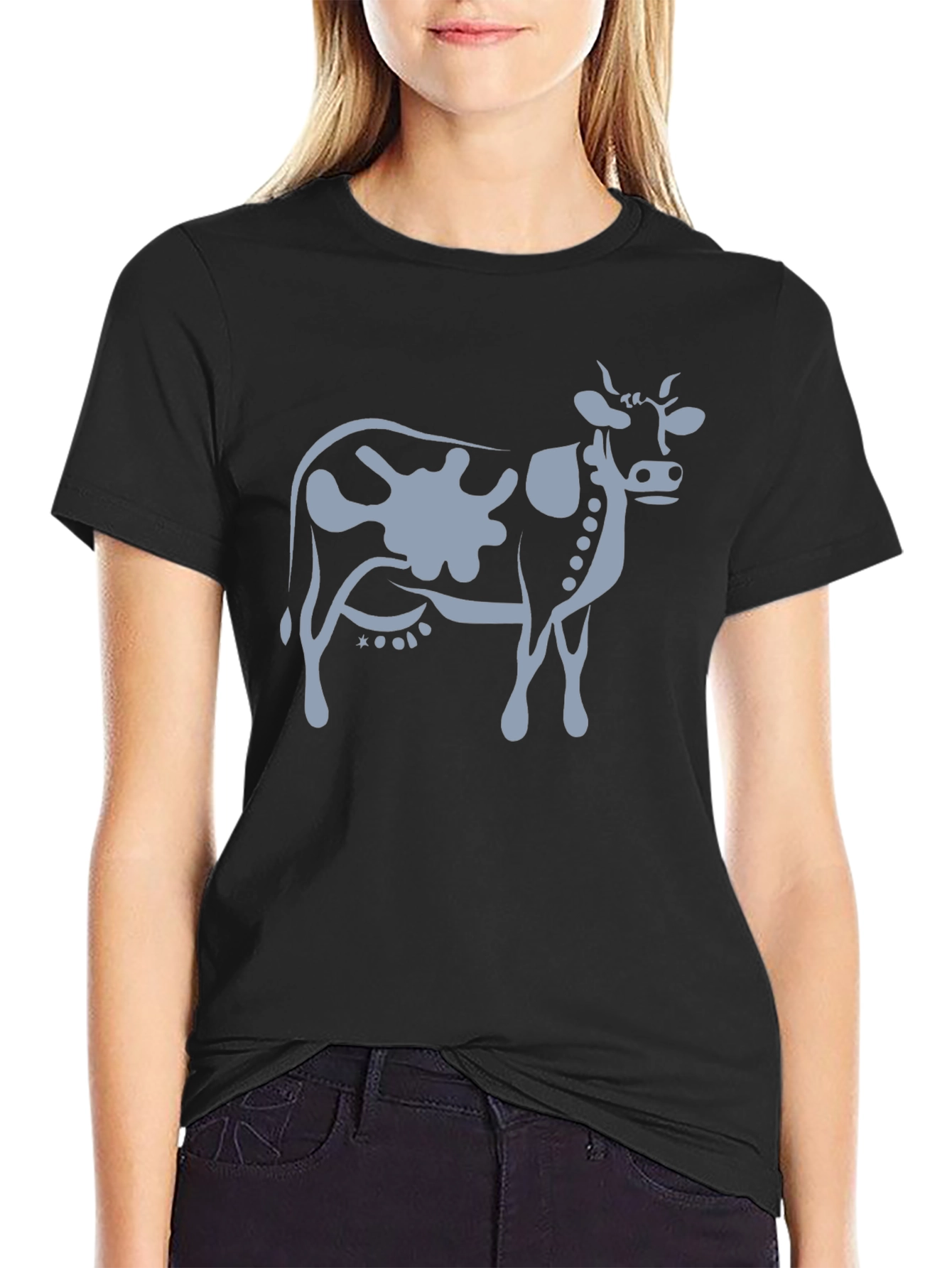 Cow Graphic T-Shirt - Black Cotton Tee