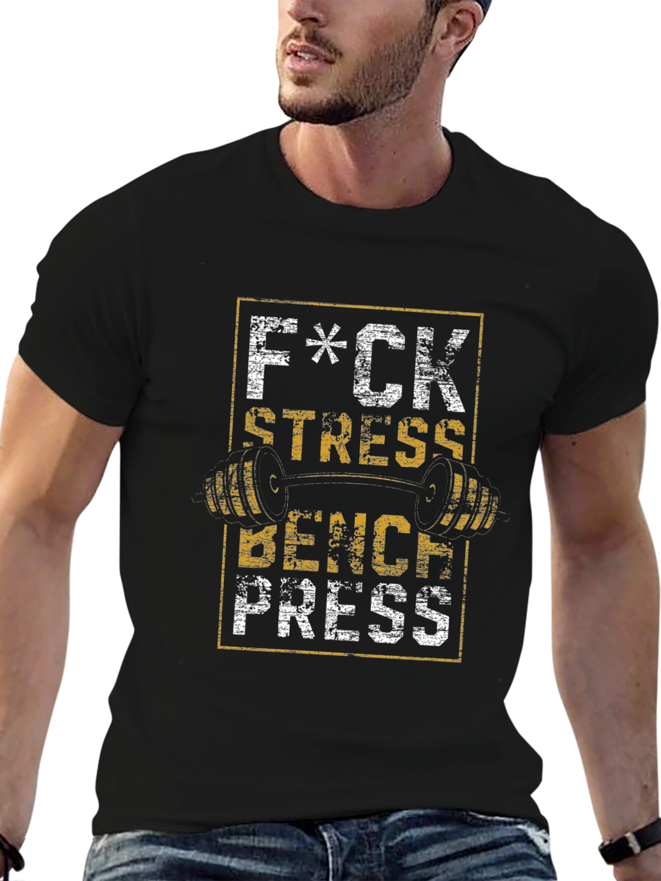 F*ck Stress Bench Press Graphic T-Shirt