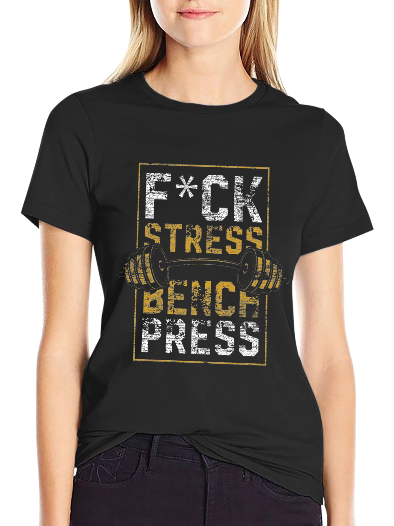 F*ck Stress Bench Press Graphic T-Shirt