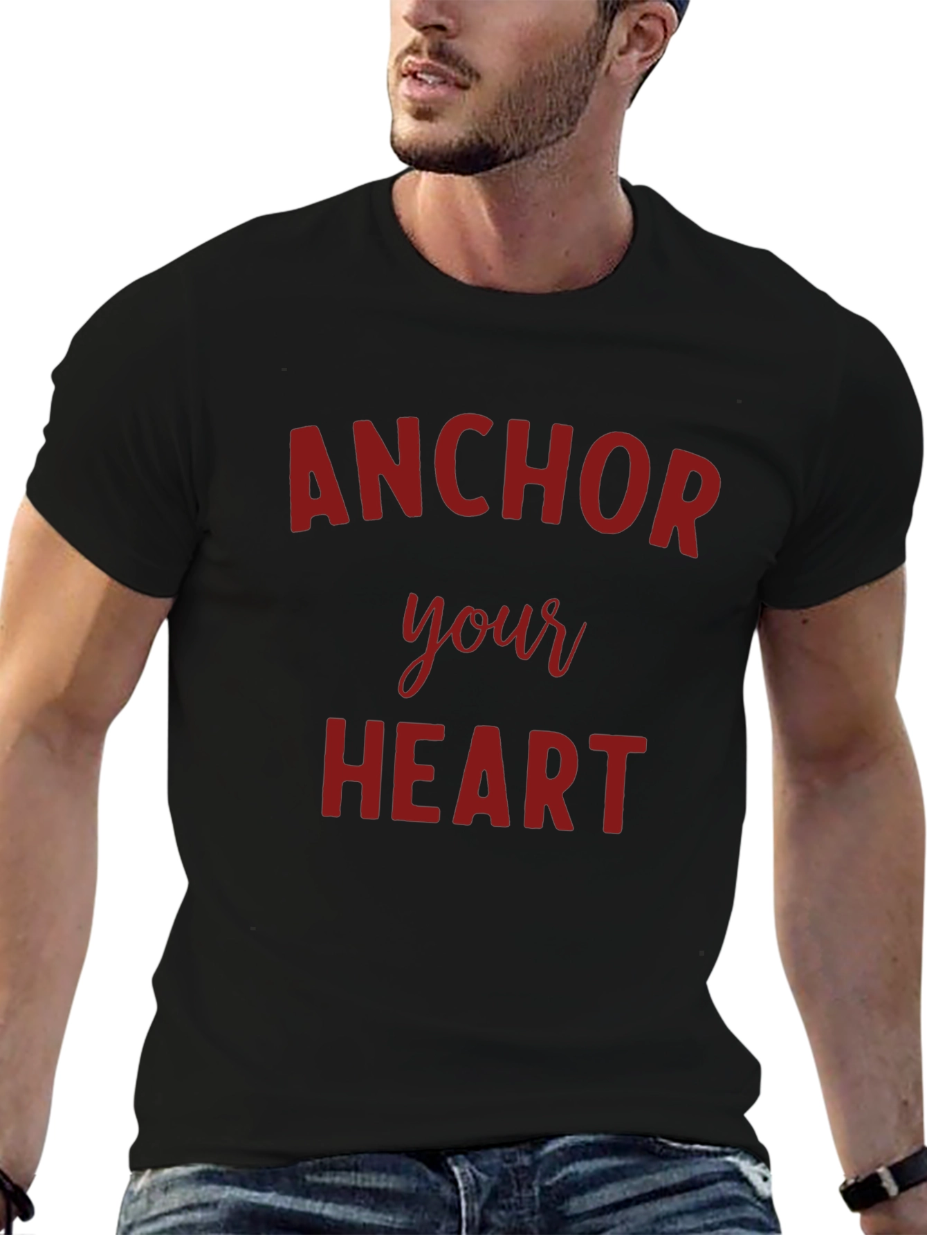 Anchor Your Heart Graphic T-Shirt - Black