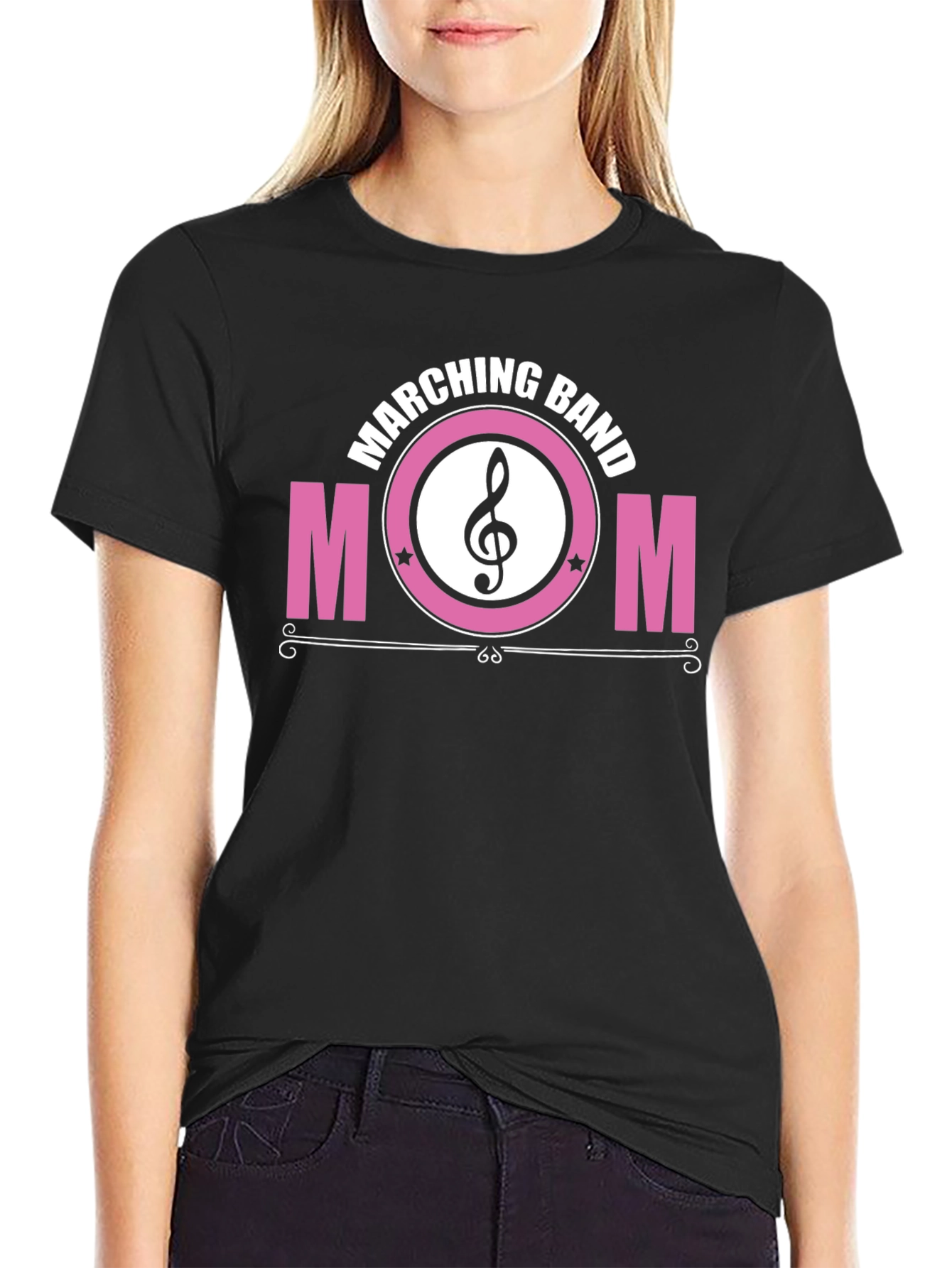 Marching Band Mom T-Shirt - Pink and Black
