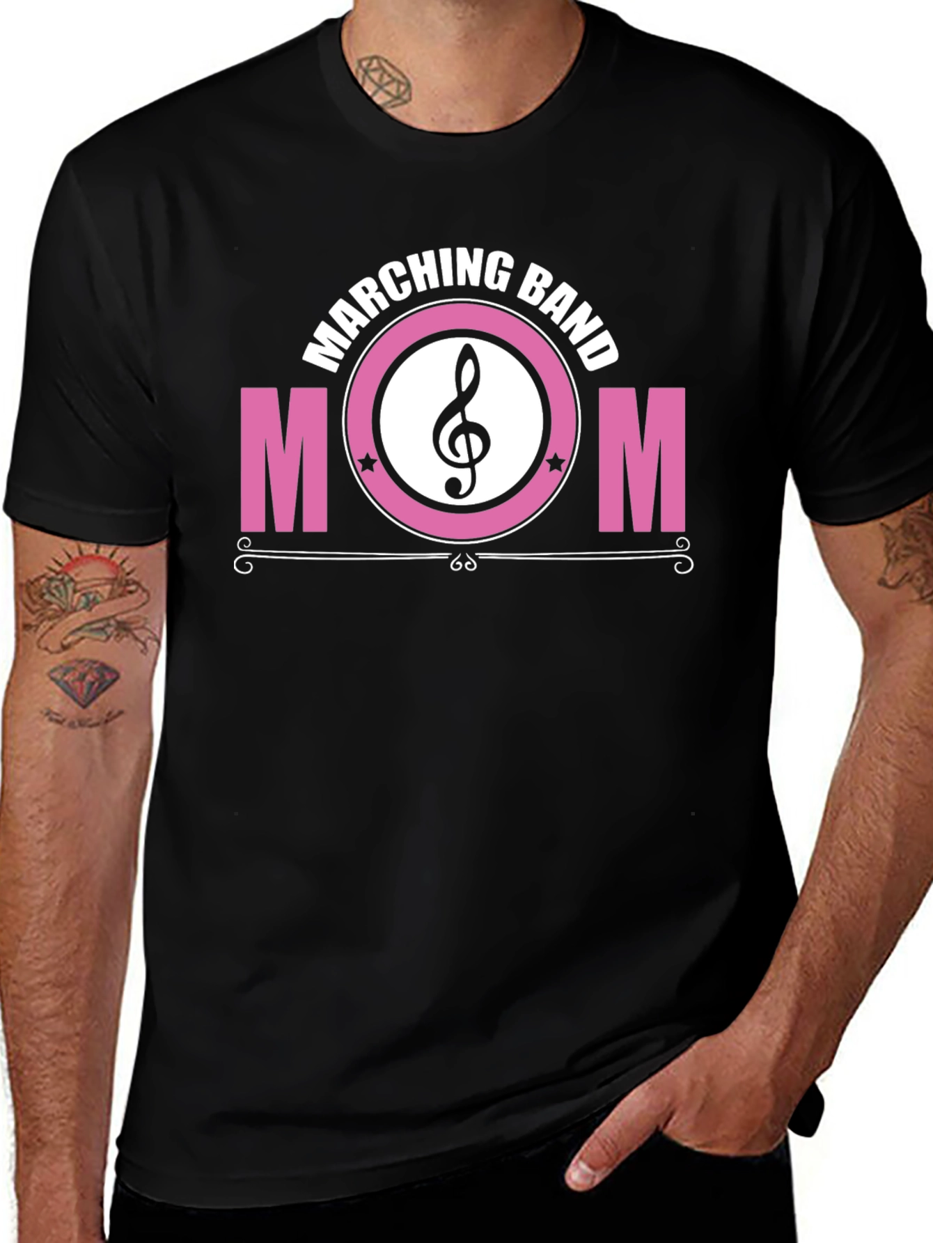 Marching Band Mom T-Shirt - Pink and Black