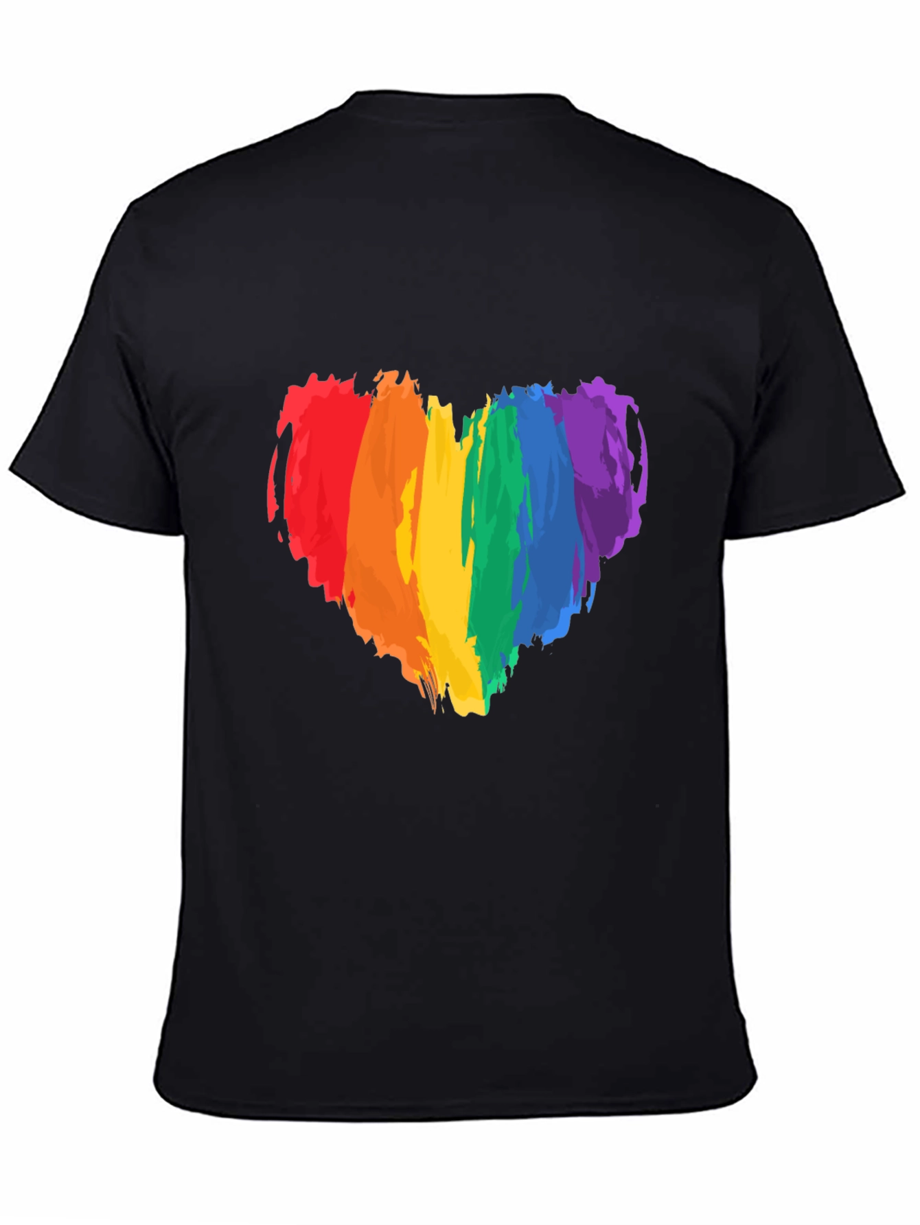 Rainbow Heart Pride T-Shirt - Black Cotton Tee