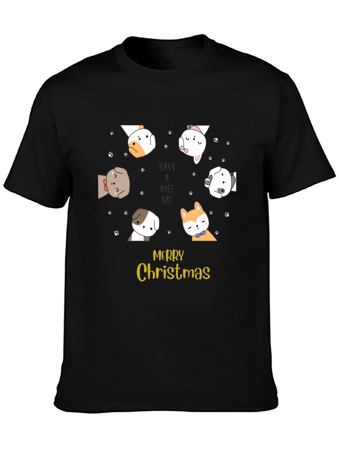 Merry Christmas Dog Graphic T-Shirt