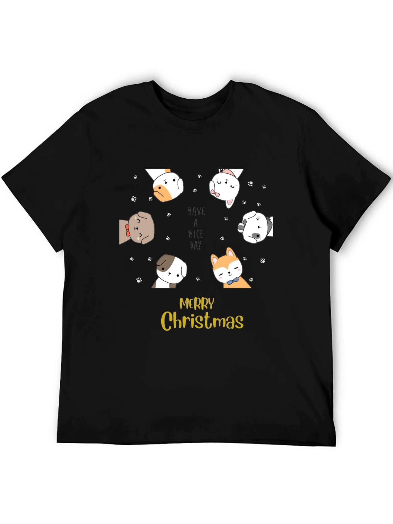 Merry Christmas Dog Graphic T-Shirt