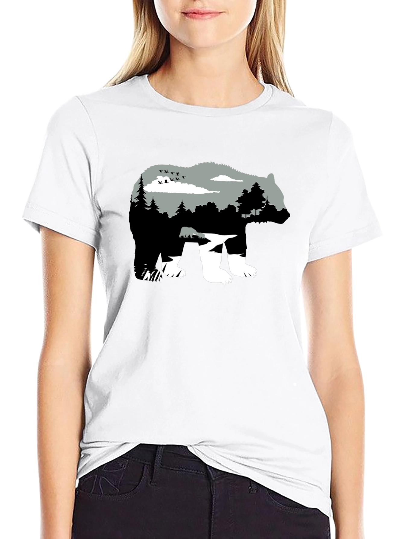 Nature Bear Graphic Black T-Shirt