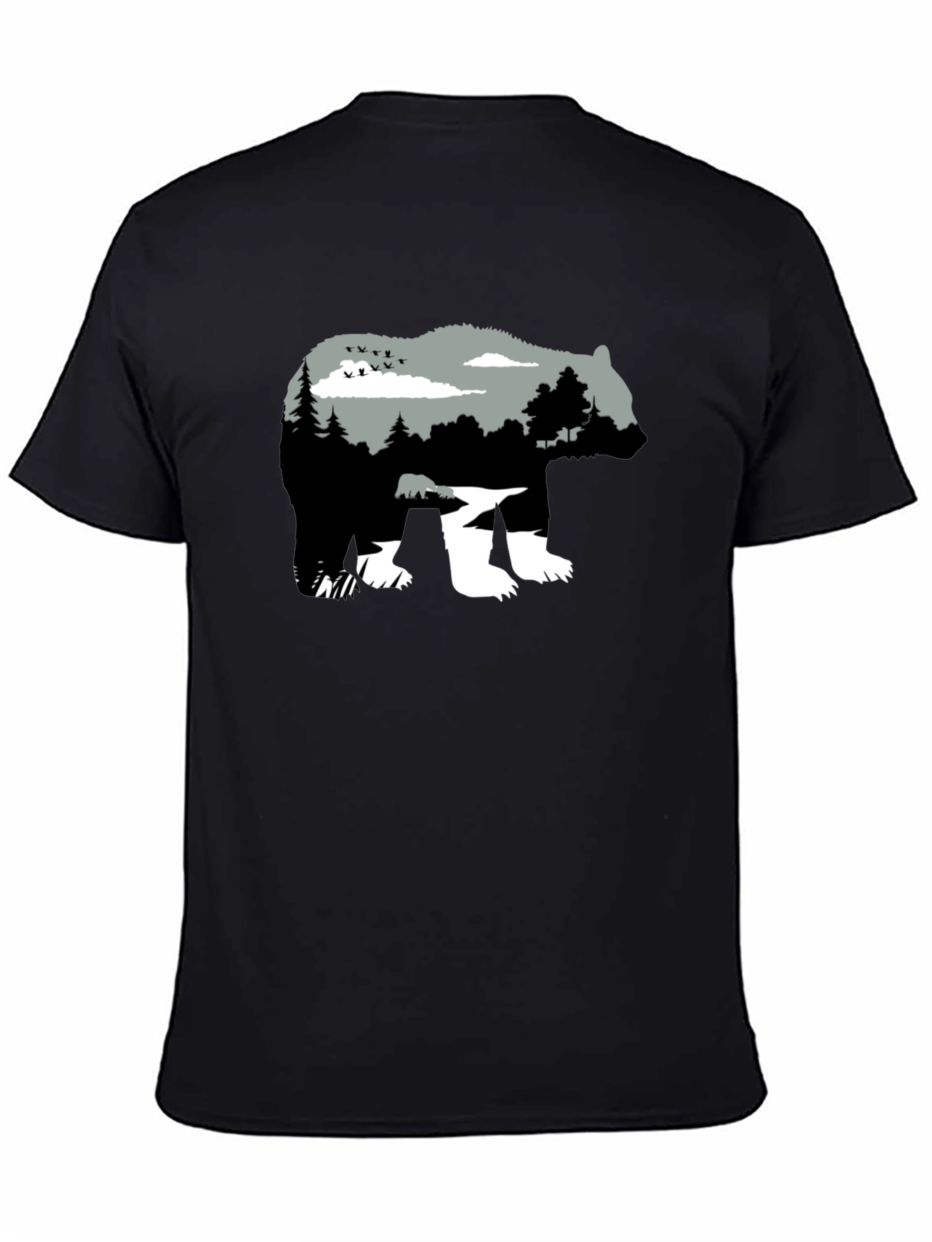 Nature Bear Graphic Black T-Shirt