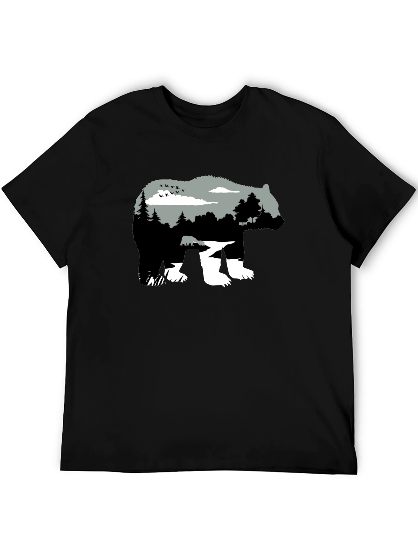 Nature Bear Graphic Black T-Shirt