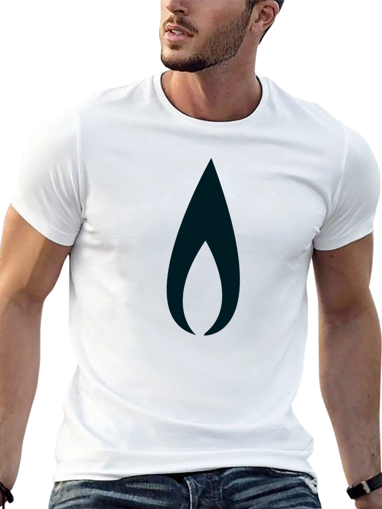 Mens Black Graphic Tee - Modern Flame Design