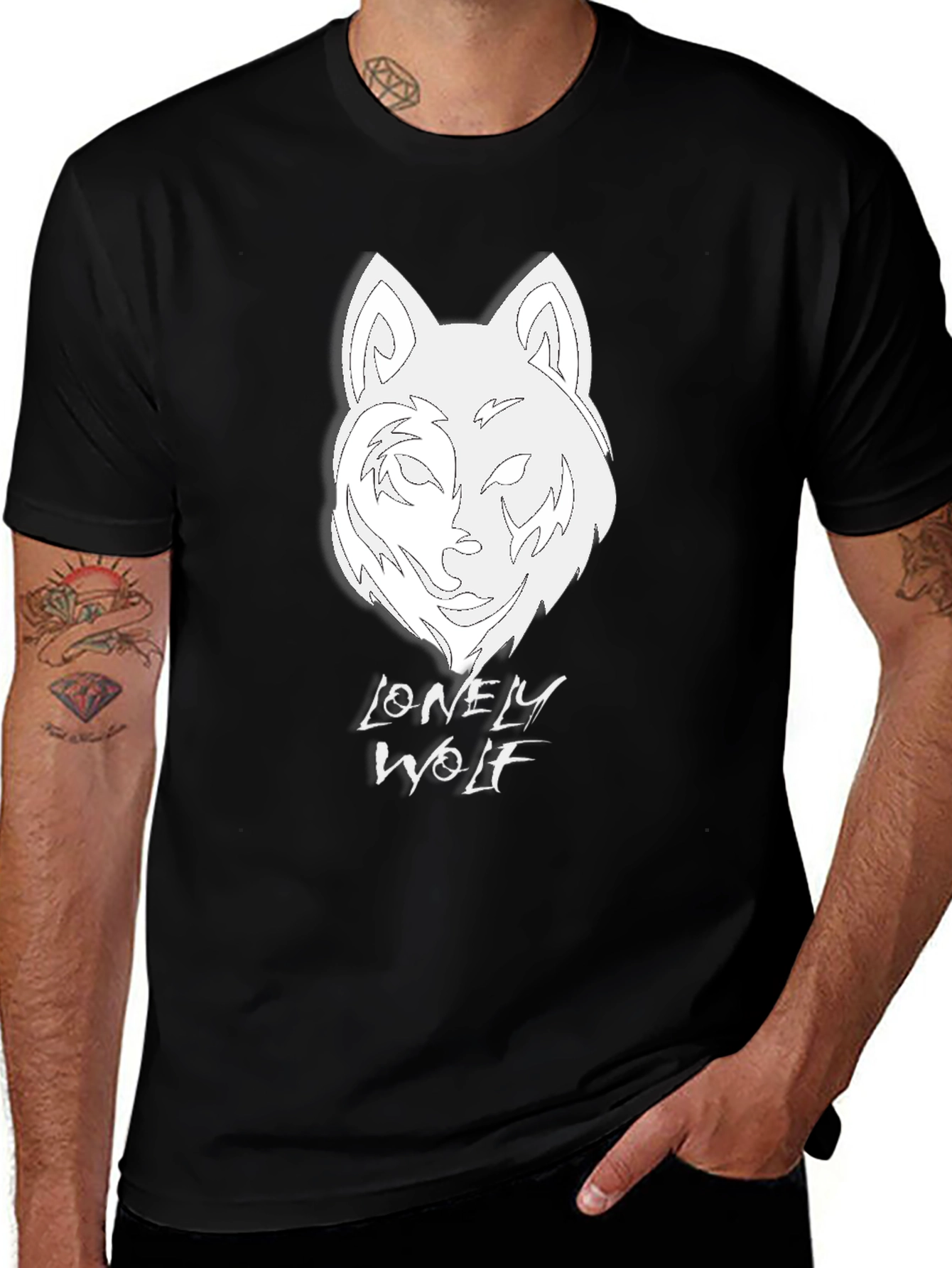 Lonely Wolf Graphic Tee - Mens Black T-Shirt