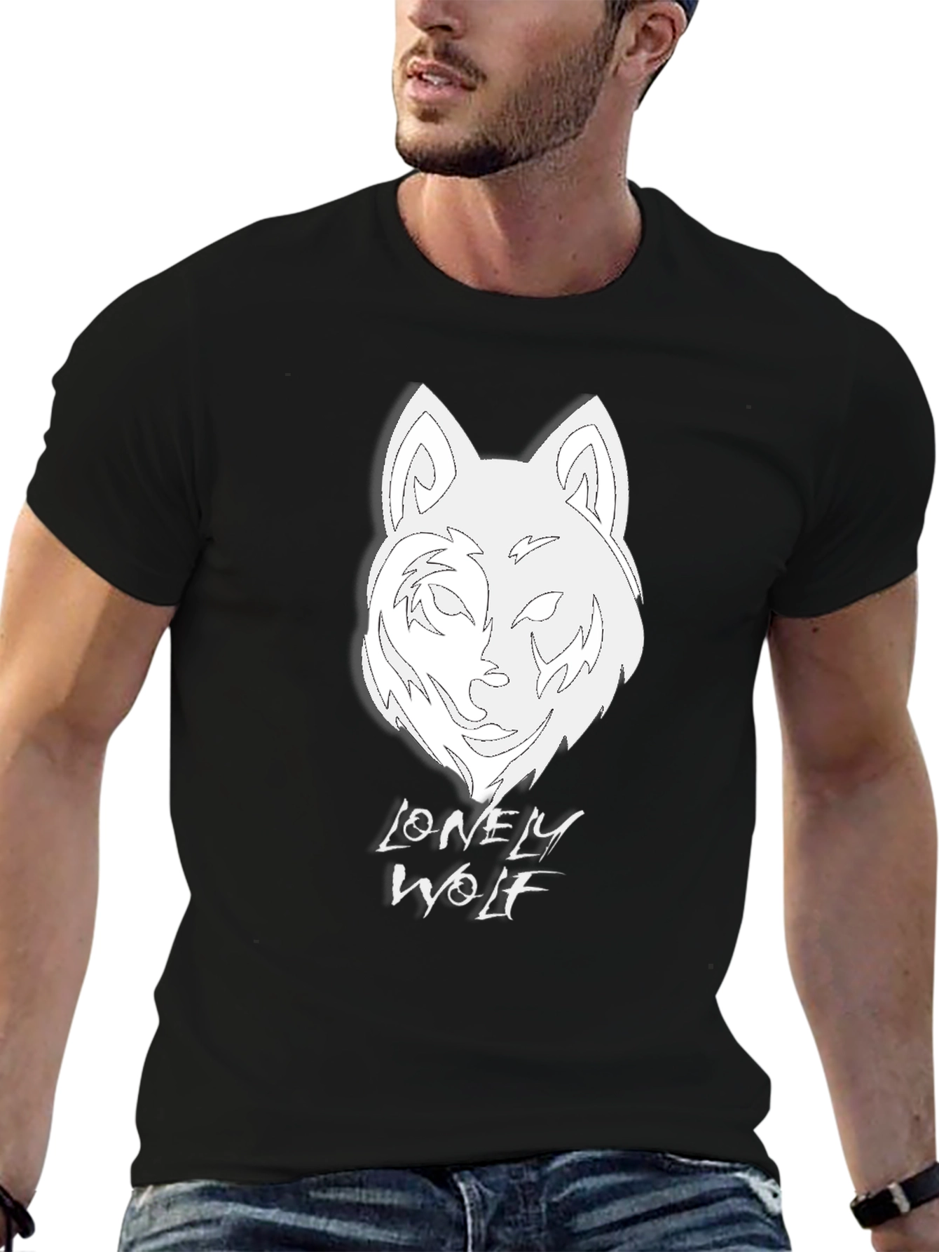 Lonely Wolf Graphic Tee - Mens Black T-Shirt