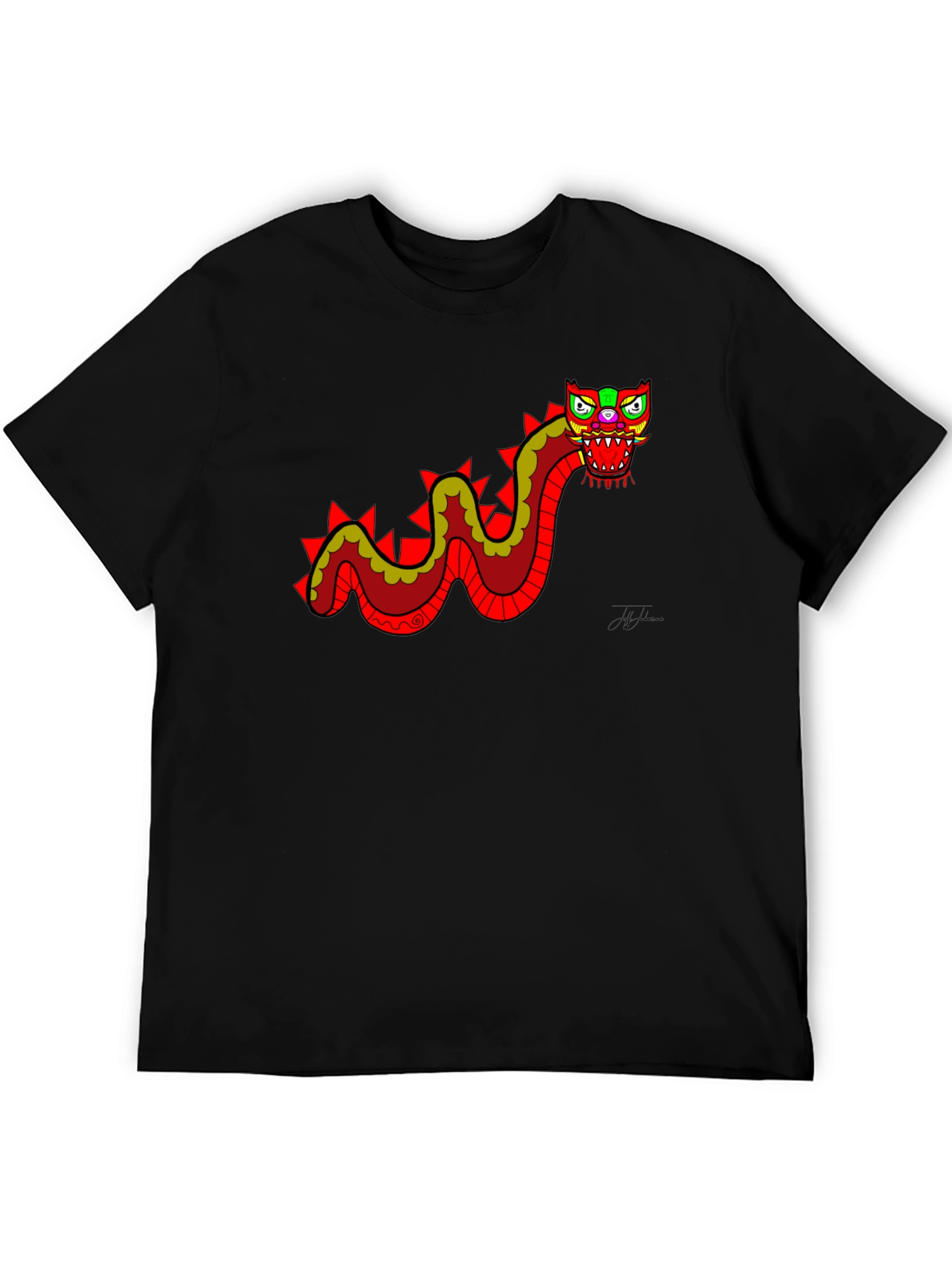 Dragon Graphic Tee - Funky Mens Black T-Shirt