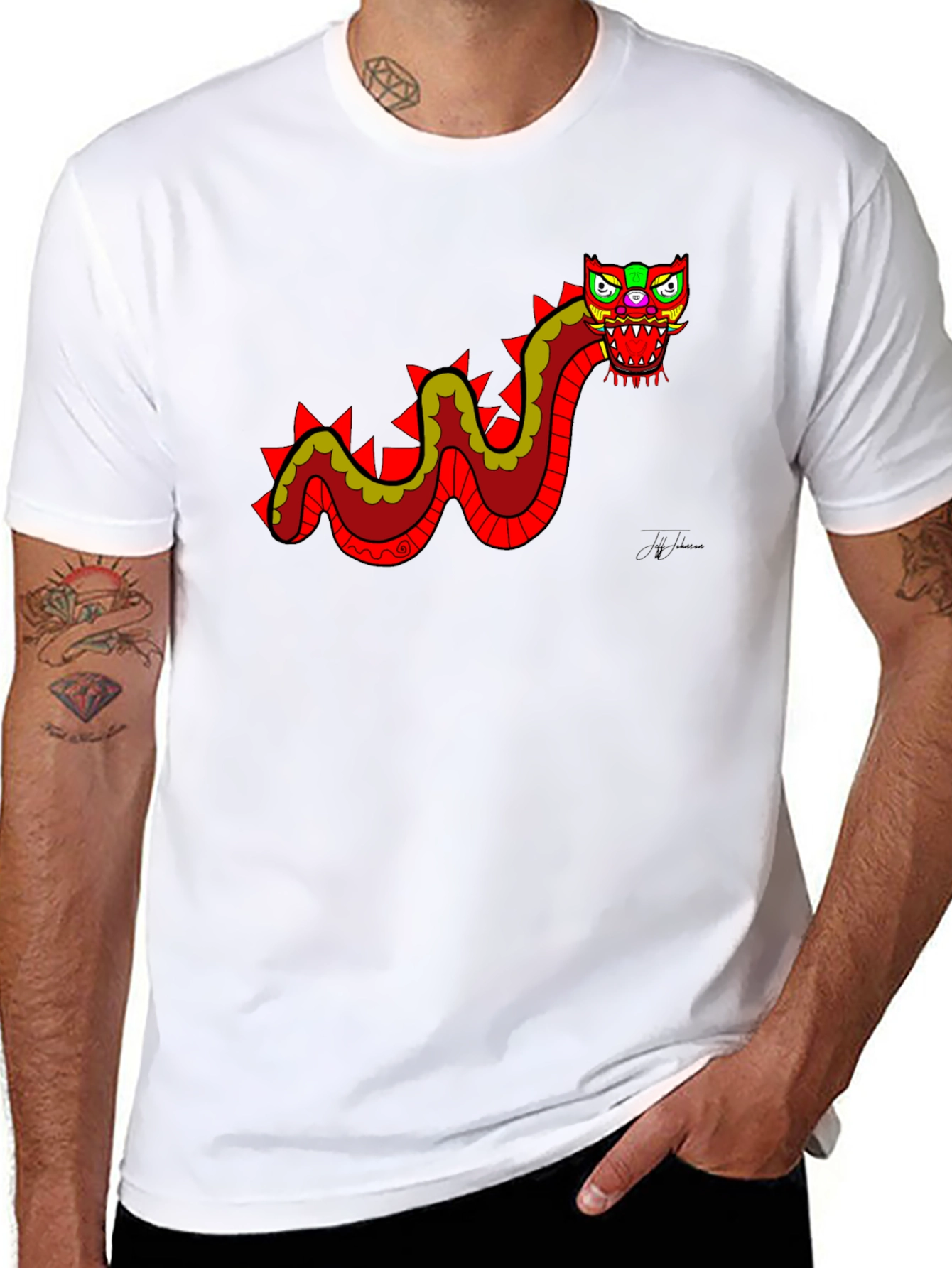 Dragon Graphic Tee - Funky Mens Black T-Shirt