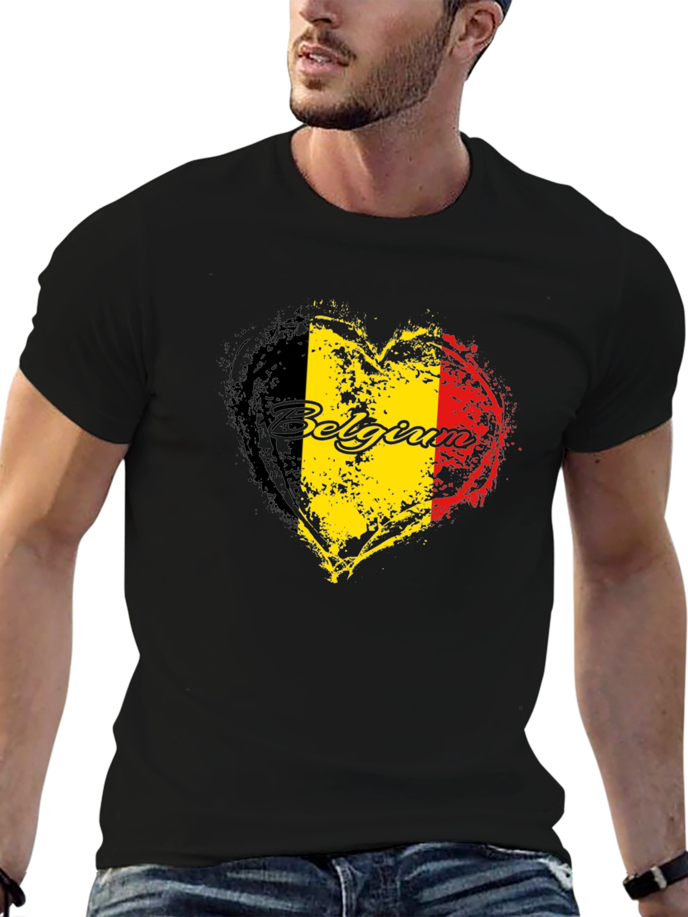 Belgium Flag Heart Graphic T-Shirt