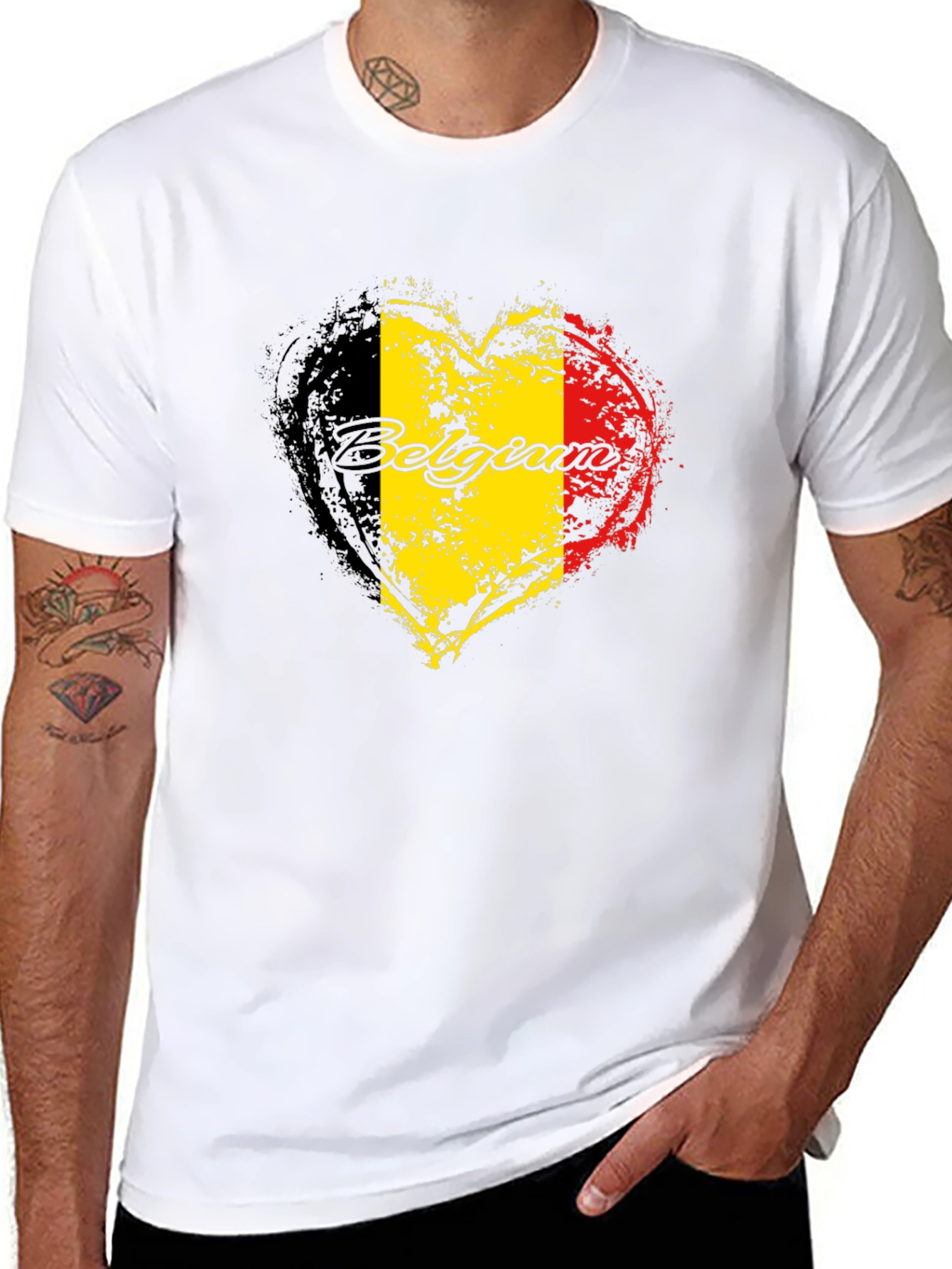 Belgium Flag Heart Graphic T-Shirt