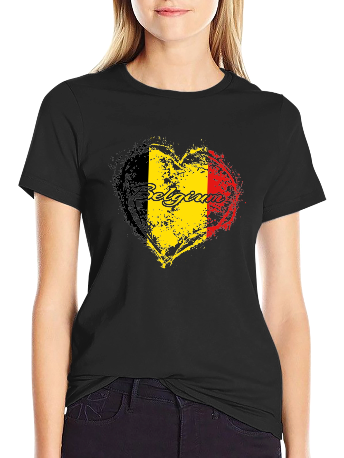 Belgium Flag Heart Graphic T-Shirt