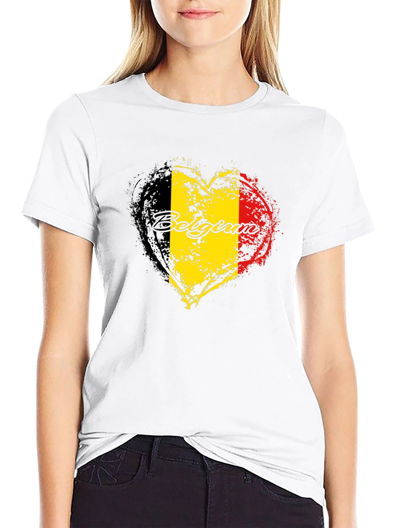 Belgium Flag Heart Graphic T-Shirt