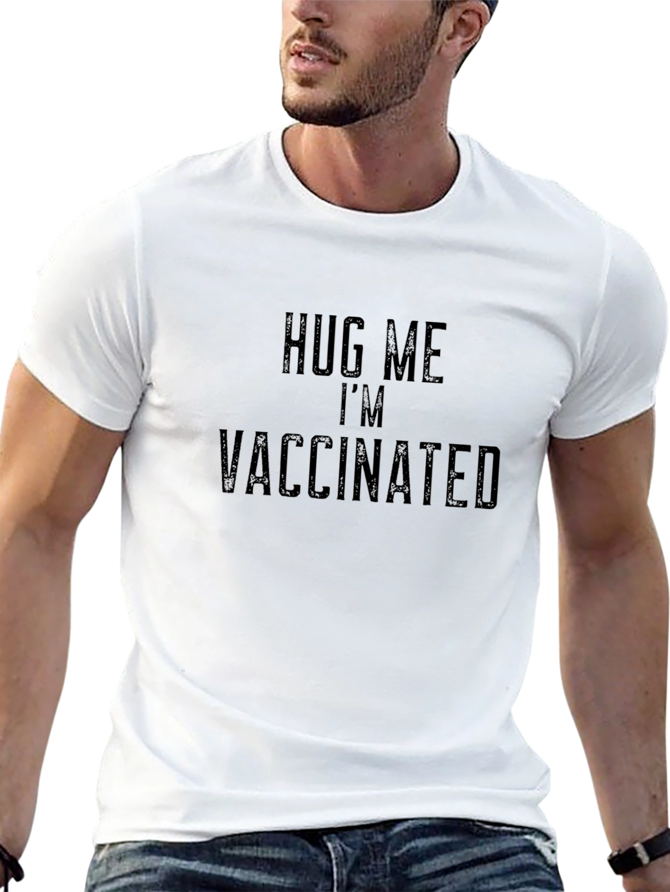 Hug Me Im Vaccinated - Black T-Shirt