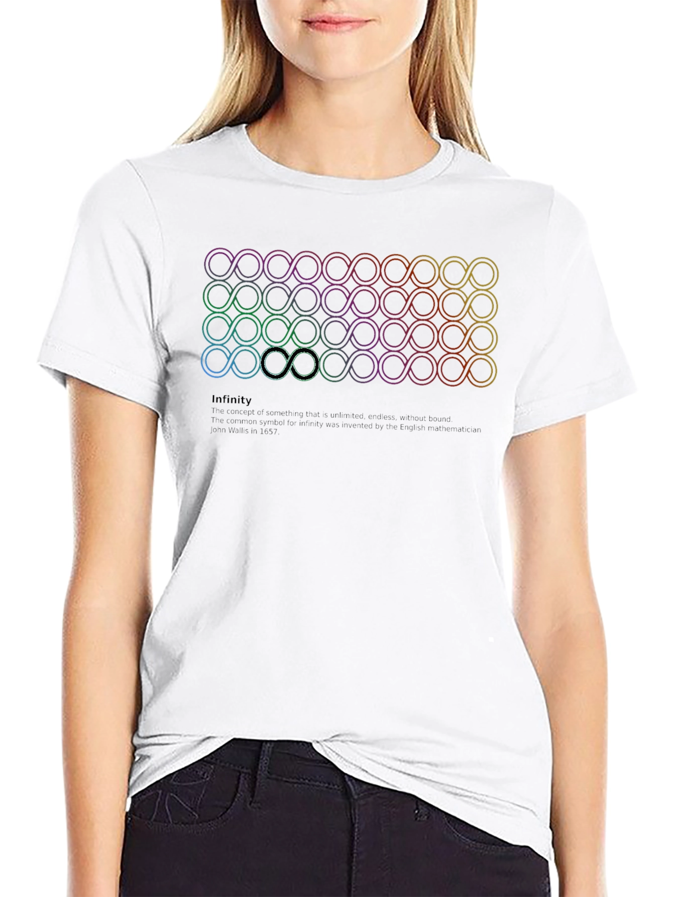 Infinity Symbol Graphic Print Black T-Shirt