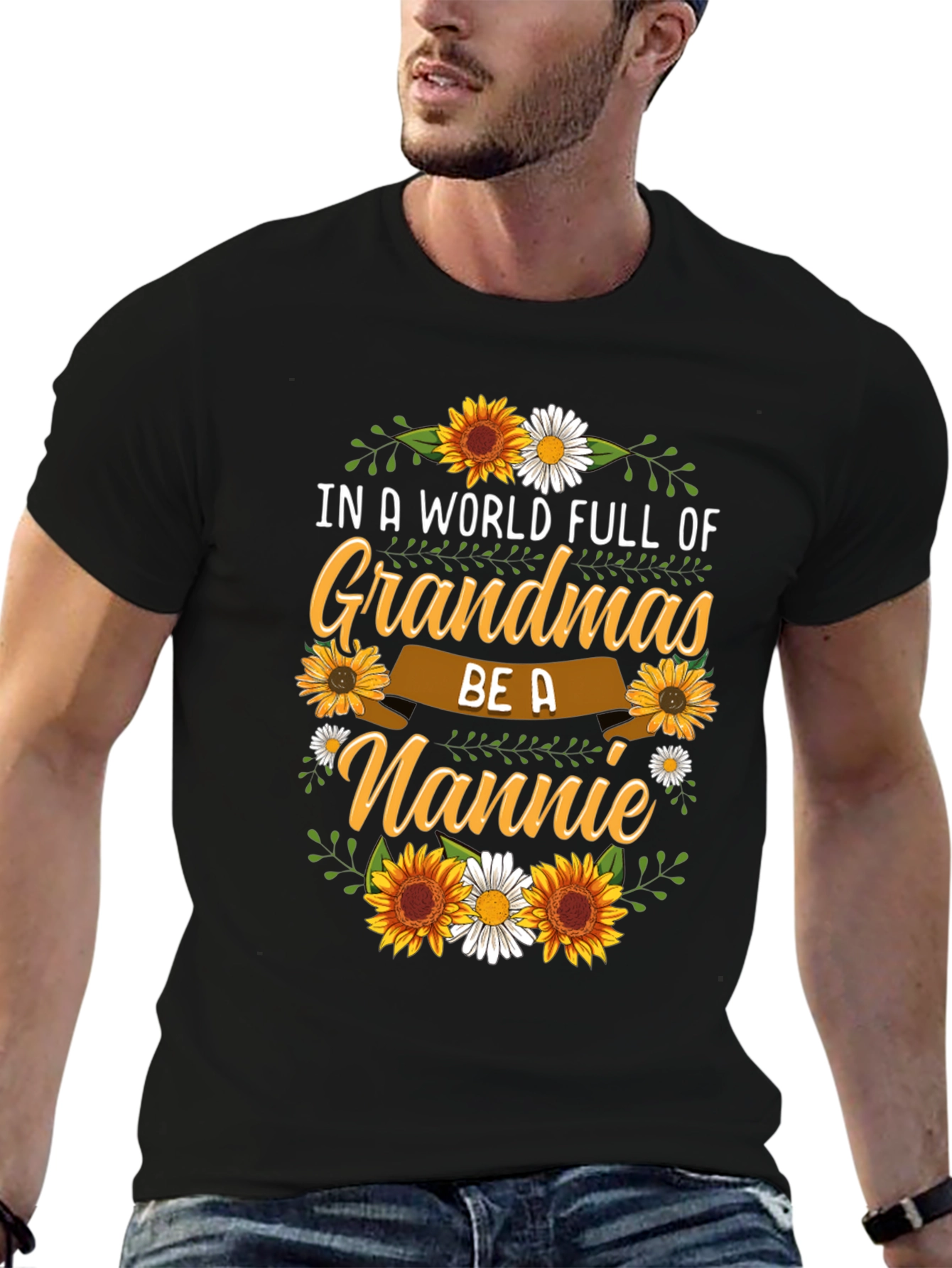 Grandmas Be A Nannie Sunflower Graphic T-Shirt