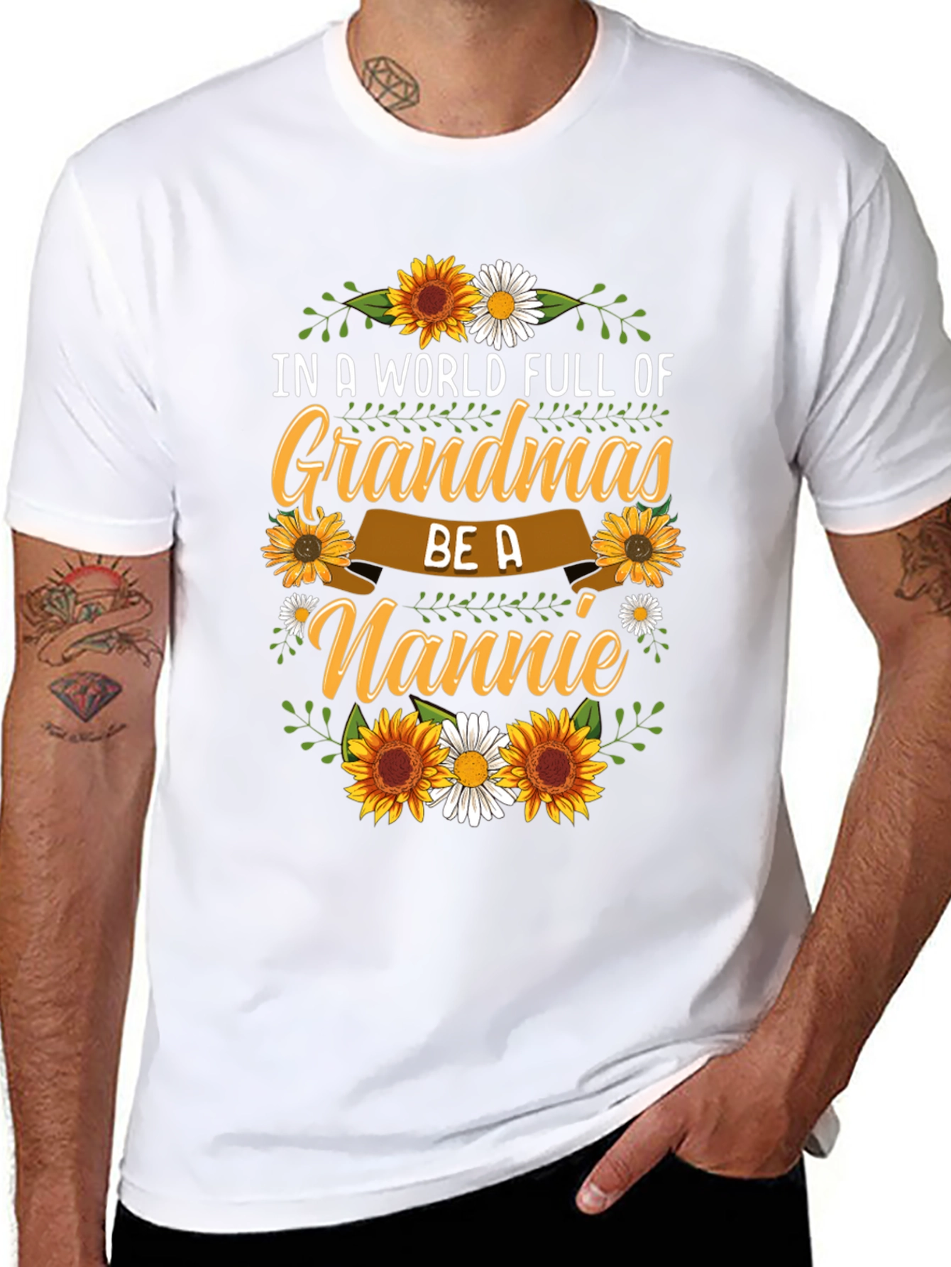 Grandmas Be A Nannie Sunflower Graphic T-Shirt