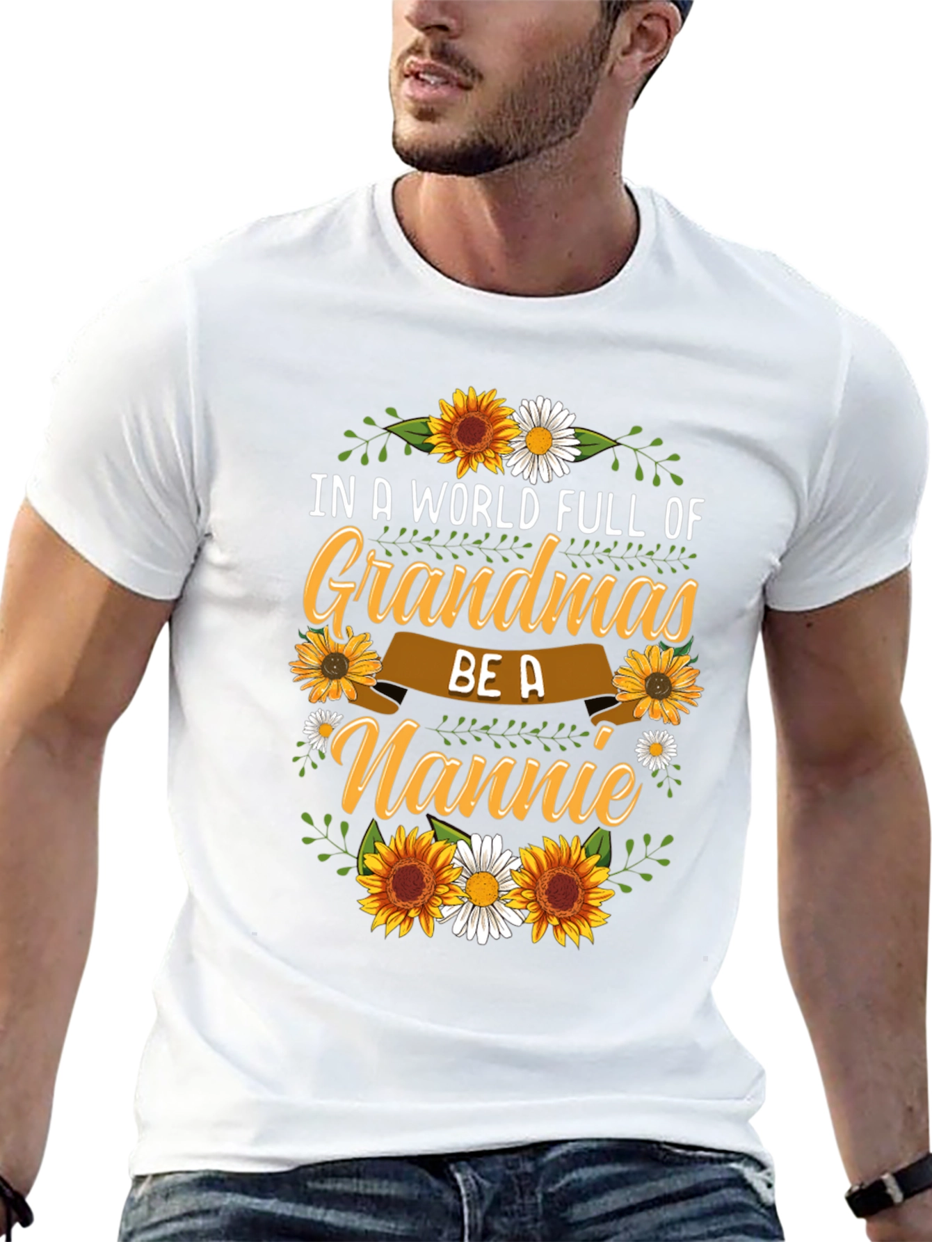 Grandmas Be A Nannie Sunflower Graphic T-Shirt