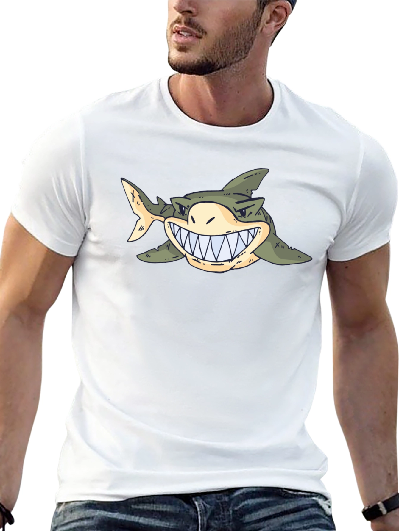 Shark Graphic Tee - Cartoon Sea Predator T-Shirt