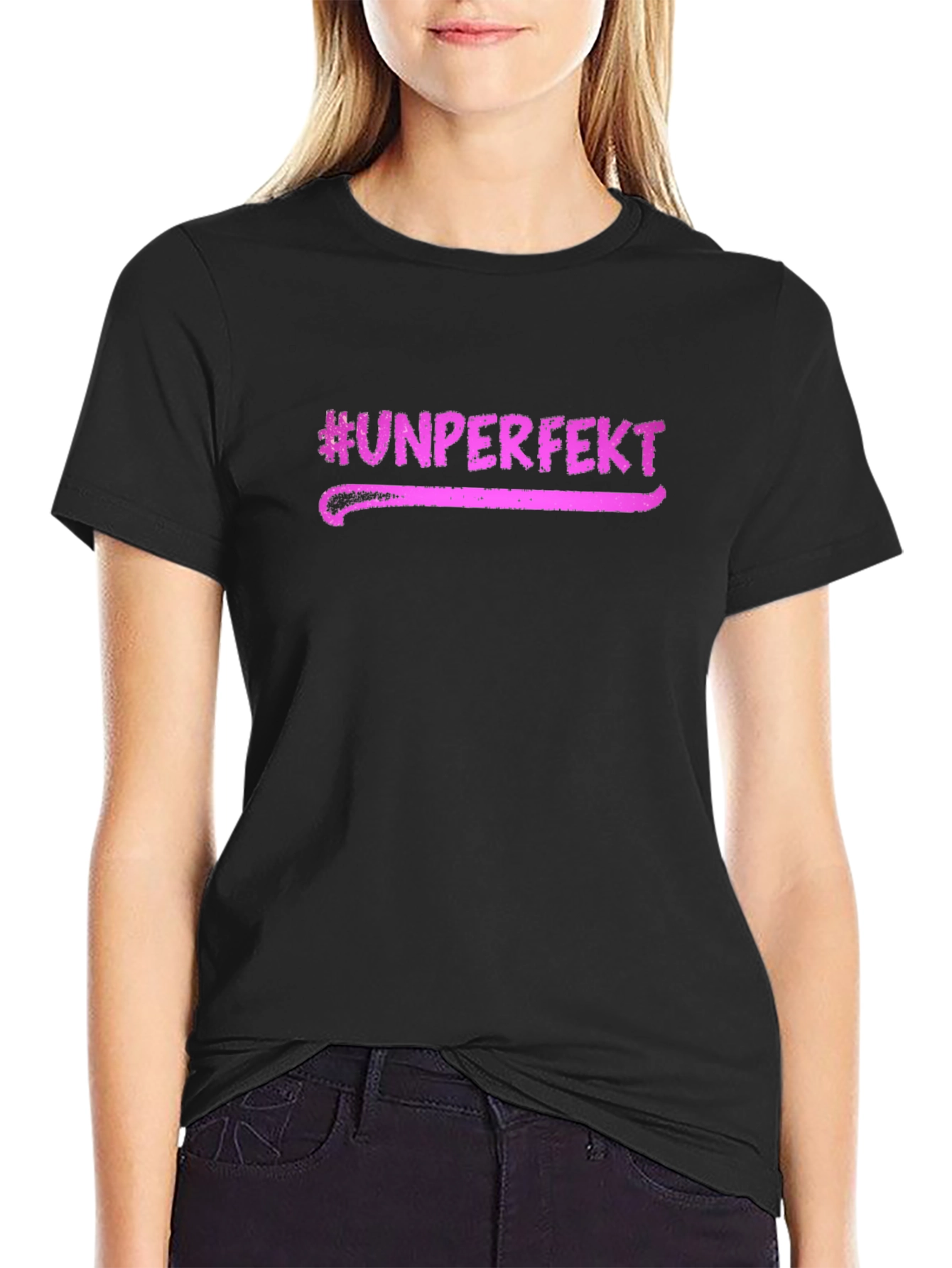 #Unperfekt Graphic Tee - Black Crew Neck Casual Shirt