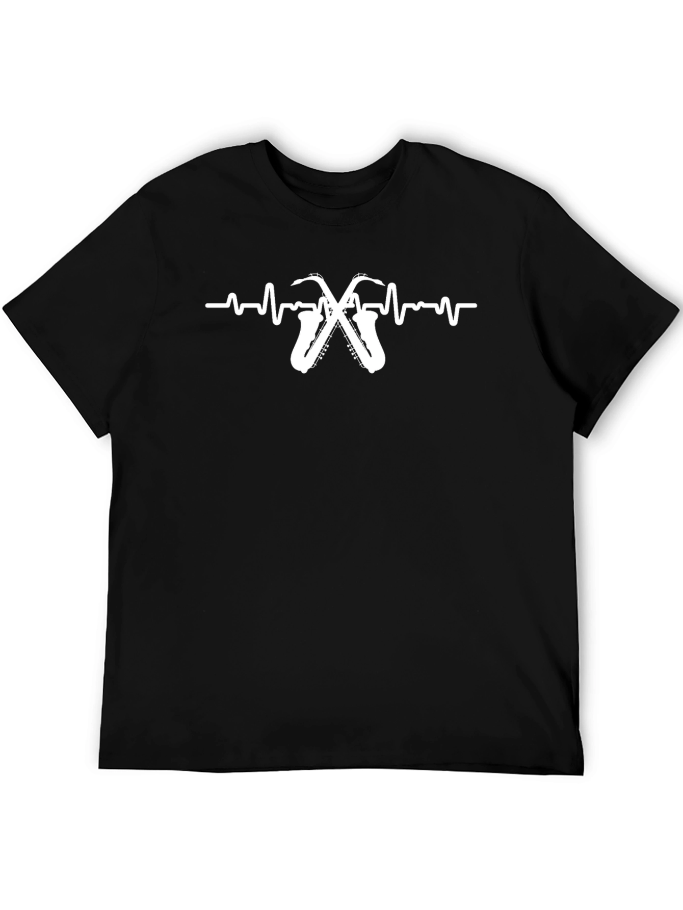 Saxophone Heartbeat Graphic Tee - Music Lover T-Shirt