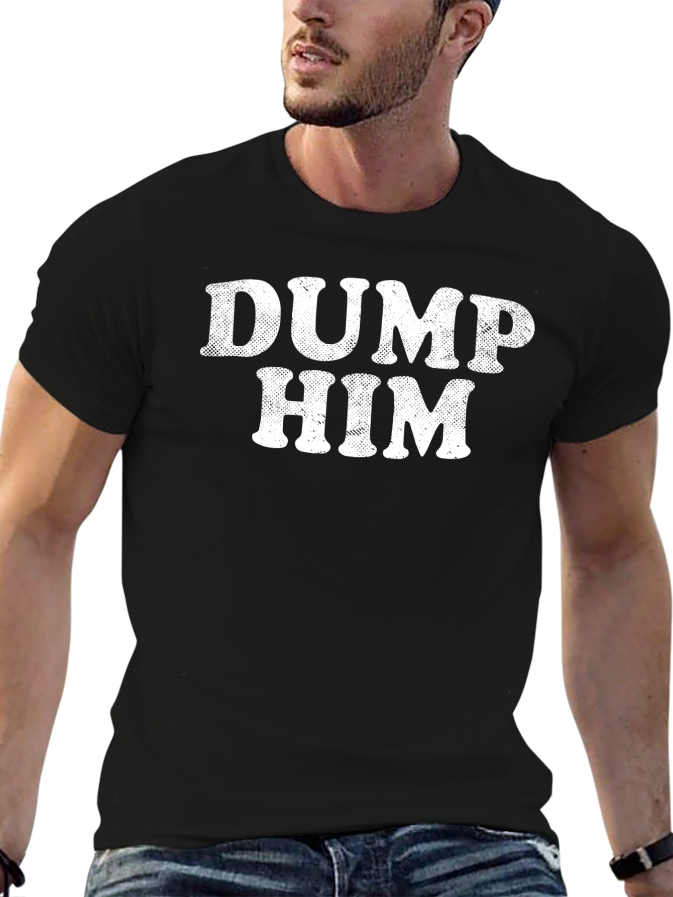 Dump Him Graphic Tee - Black Cotton T-Shirt