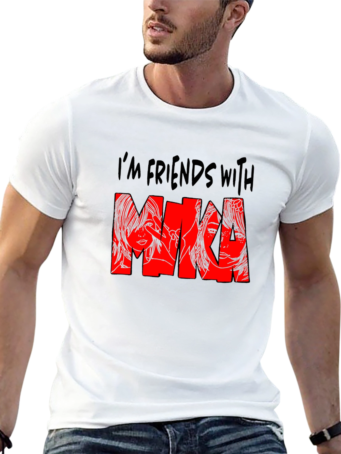 Im Friends With Mina Graphic Print Black T-Shirt
