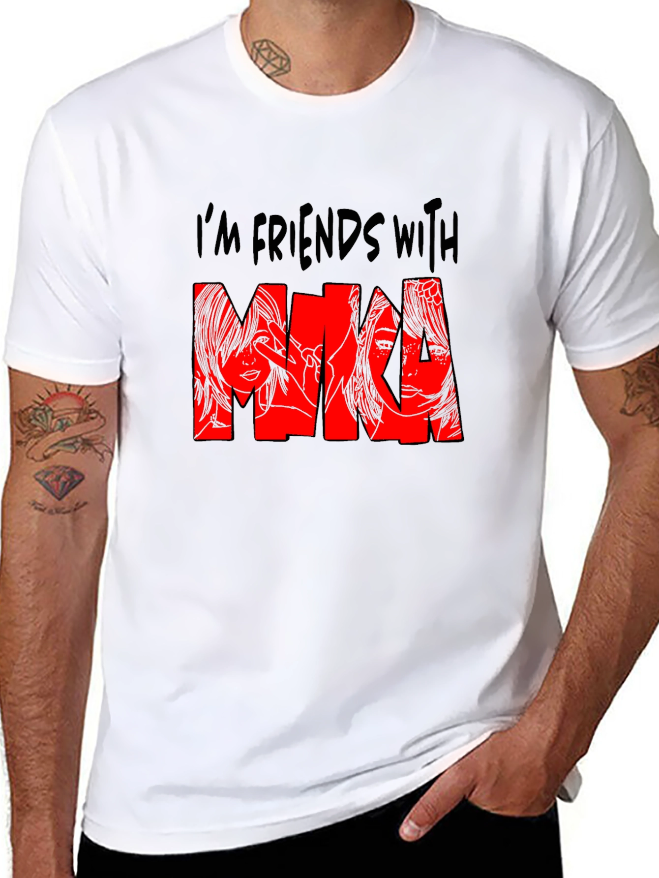 Im Friends With Mina Graphic Print Black T-Shirt