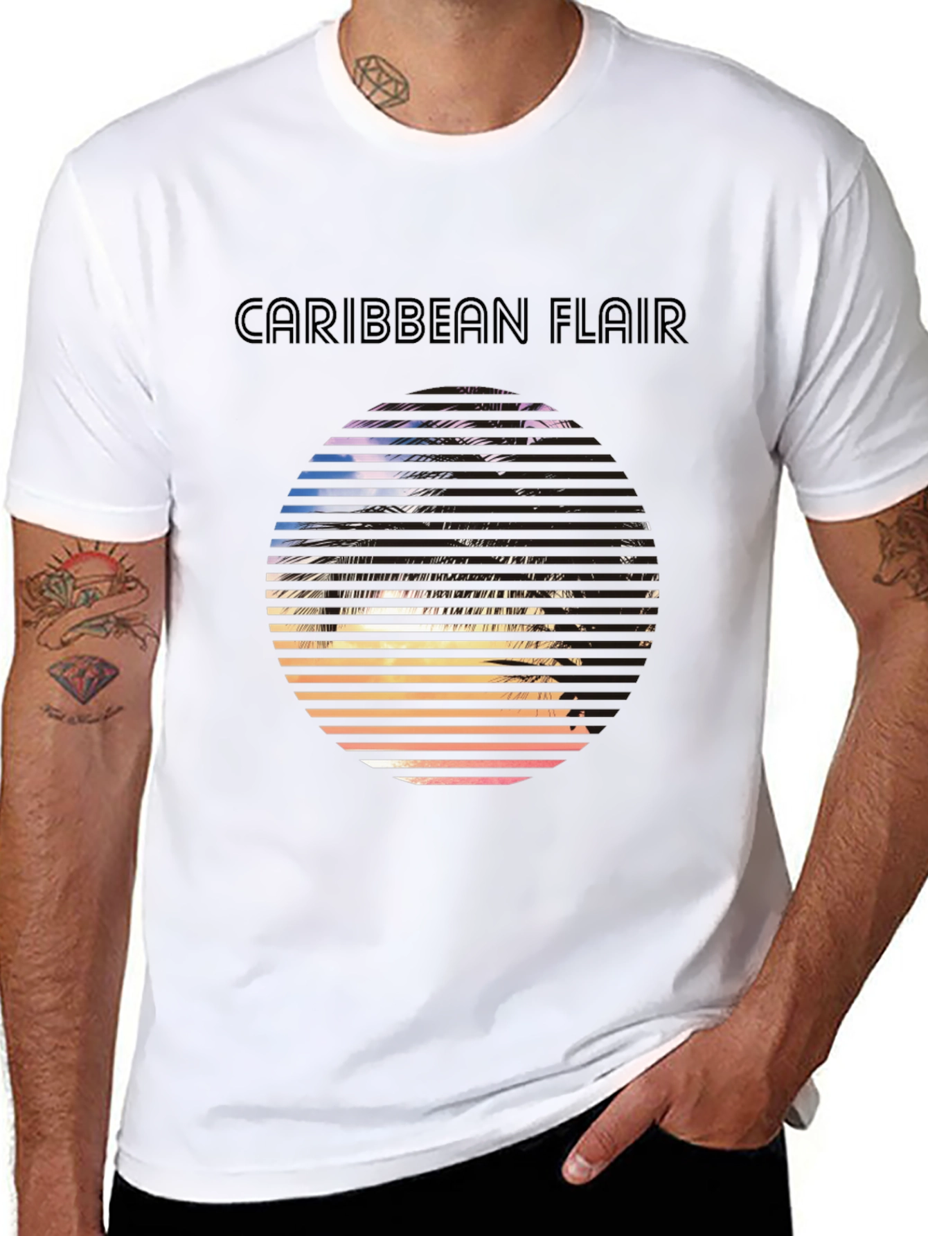 Caribbean Flair T-Shirt - Tropical Palm Tree Graphic Tee