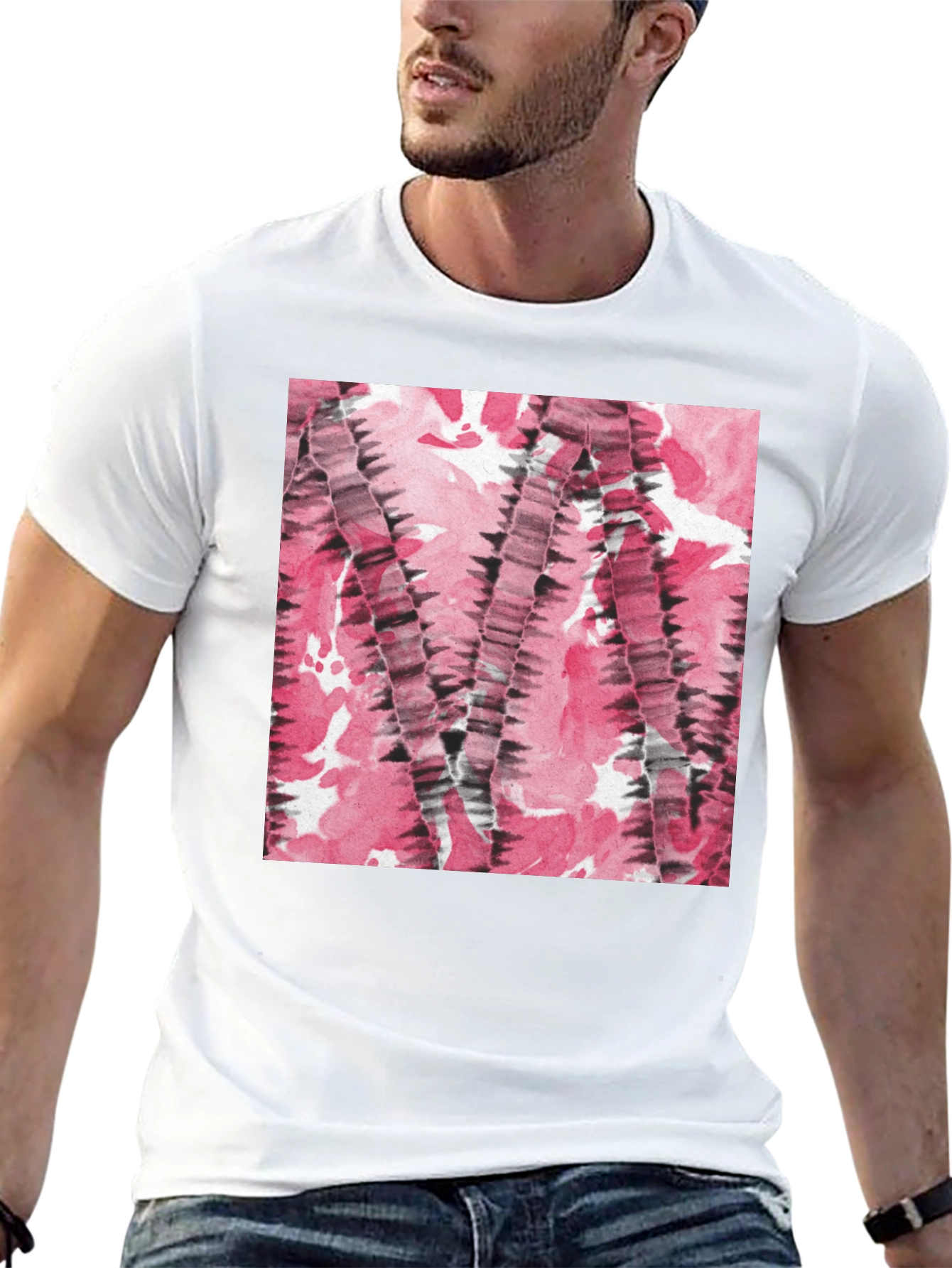 Abstract Pink & Black Patterned T-Shirt