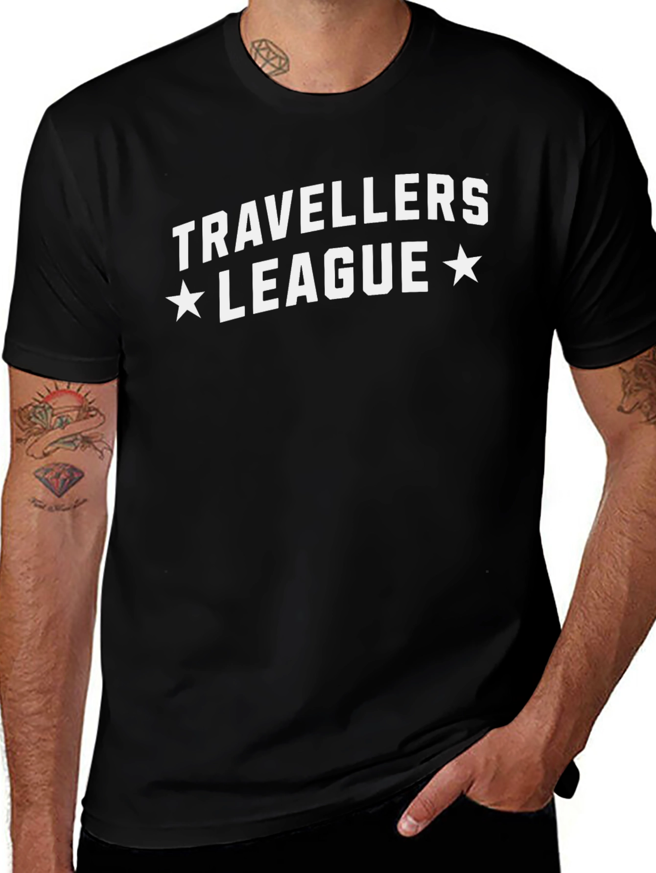 Travellers League Black Graphic Tee