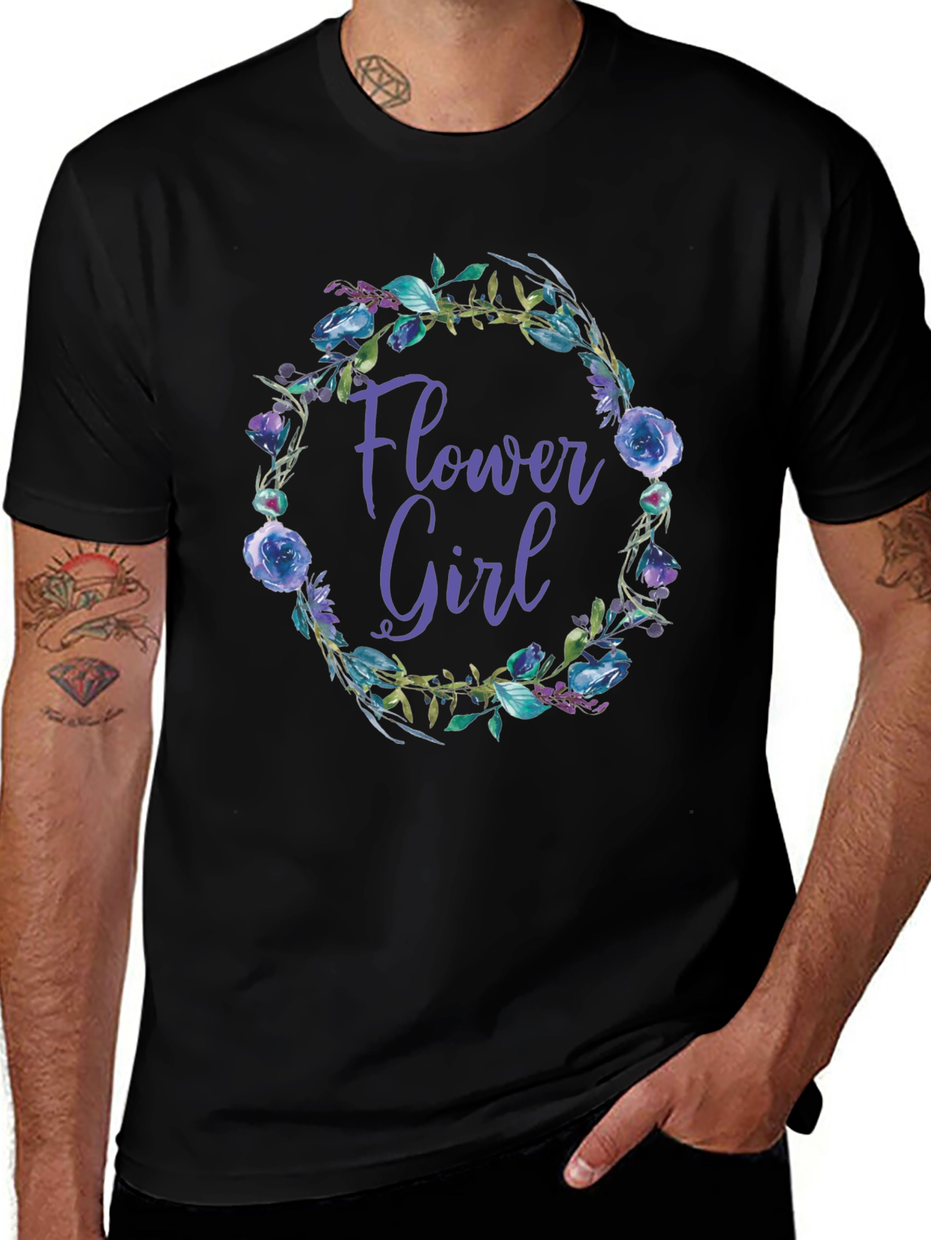 Flower Girl Floral Wreath Graphic Tee