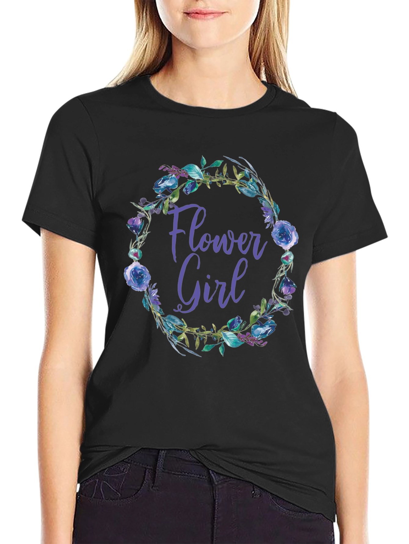 Flower Girl Floral Wreath Graphic Tee