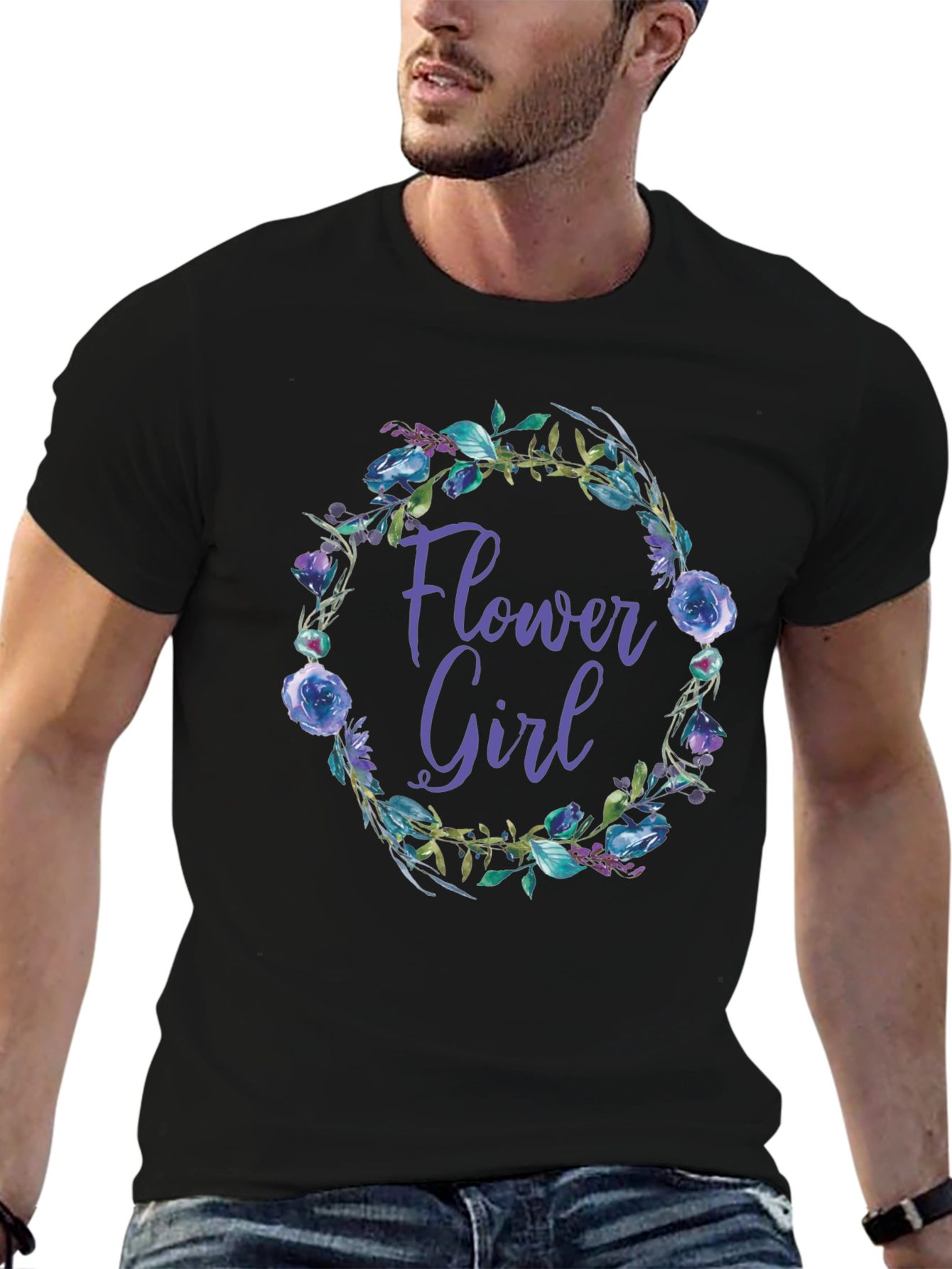 Flower Girl Floral Wreath Graphic Tee