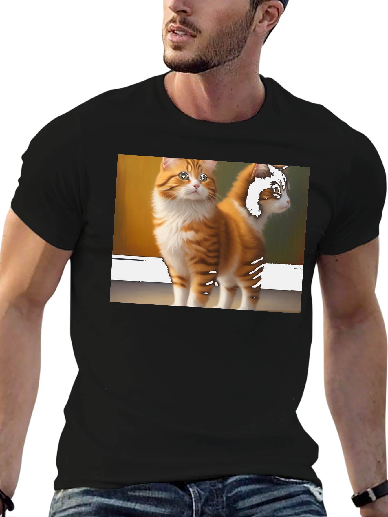 Cat Graphic Tee - Mens Black T-Shirt