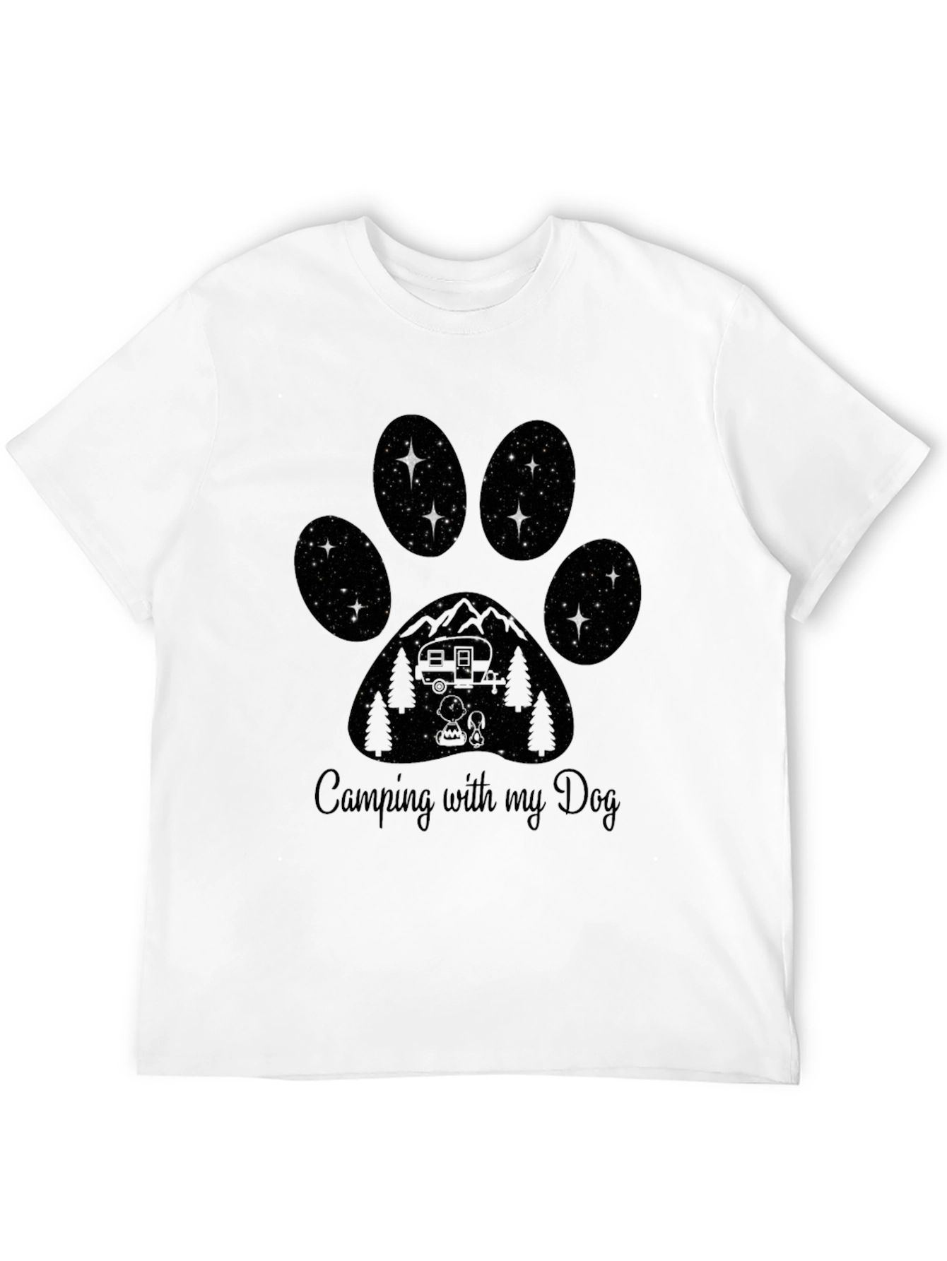 Camping with my Dog Tee - Paw Print Design