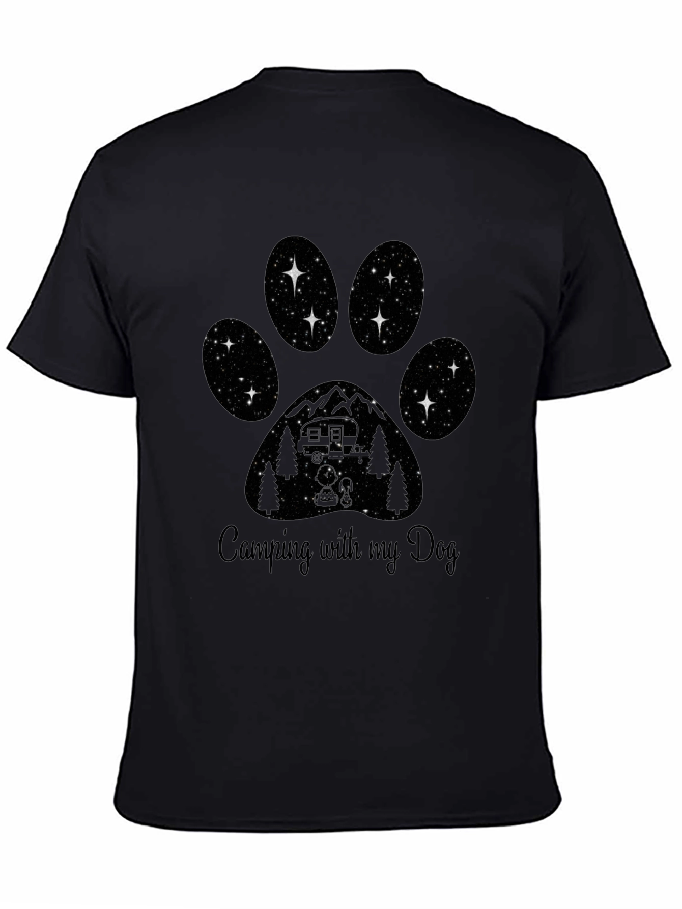 Camping with my Dog Tee - Paw Print Design