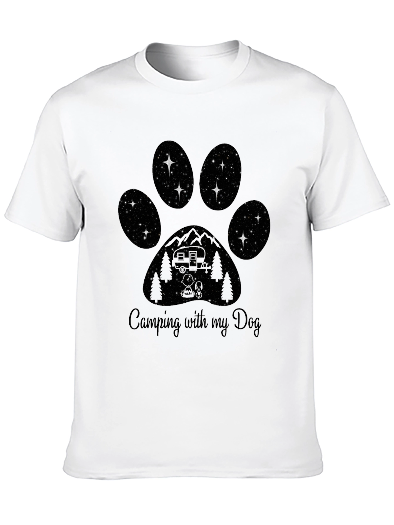 Camping with my Dog Tee - Paw Print Design