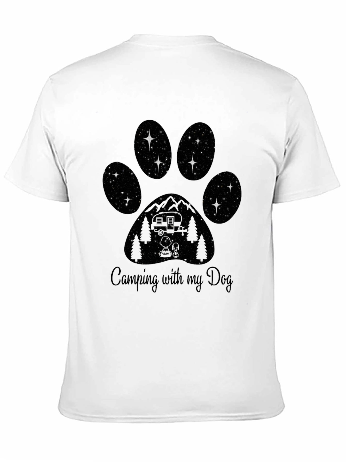 Camping with my Dog Tee - Paw Print Design