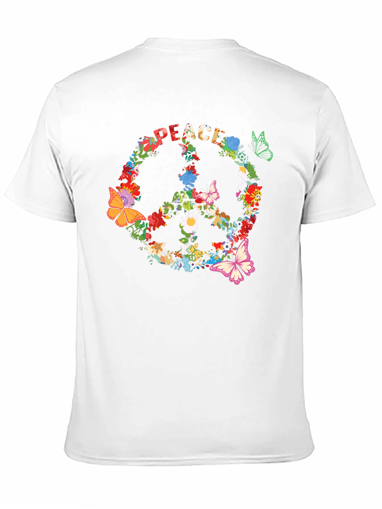 Peace Sign Floral Butterfly T-Shirt
