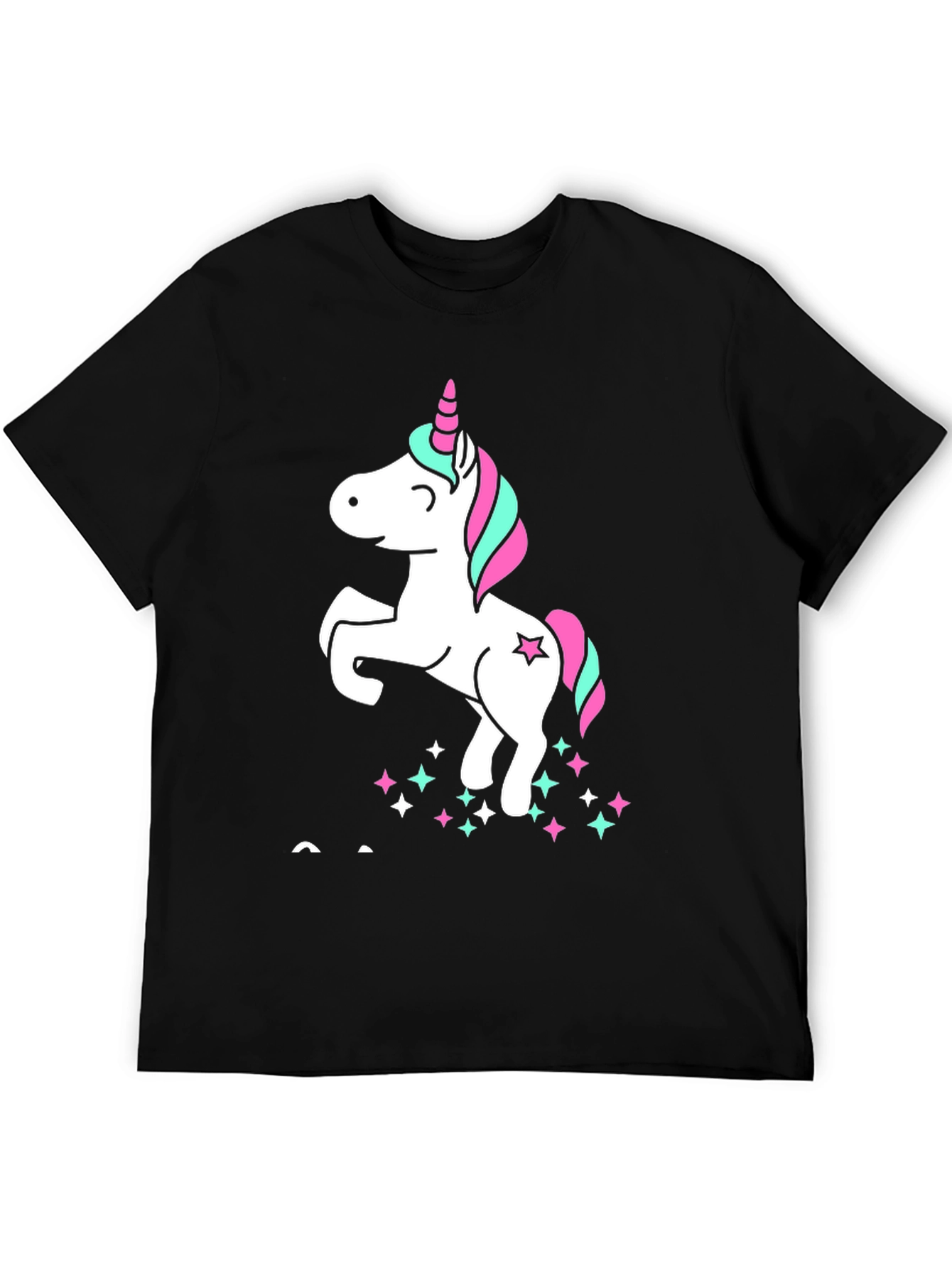 Unicorn Stars Black Cotton Graphic Tee