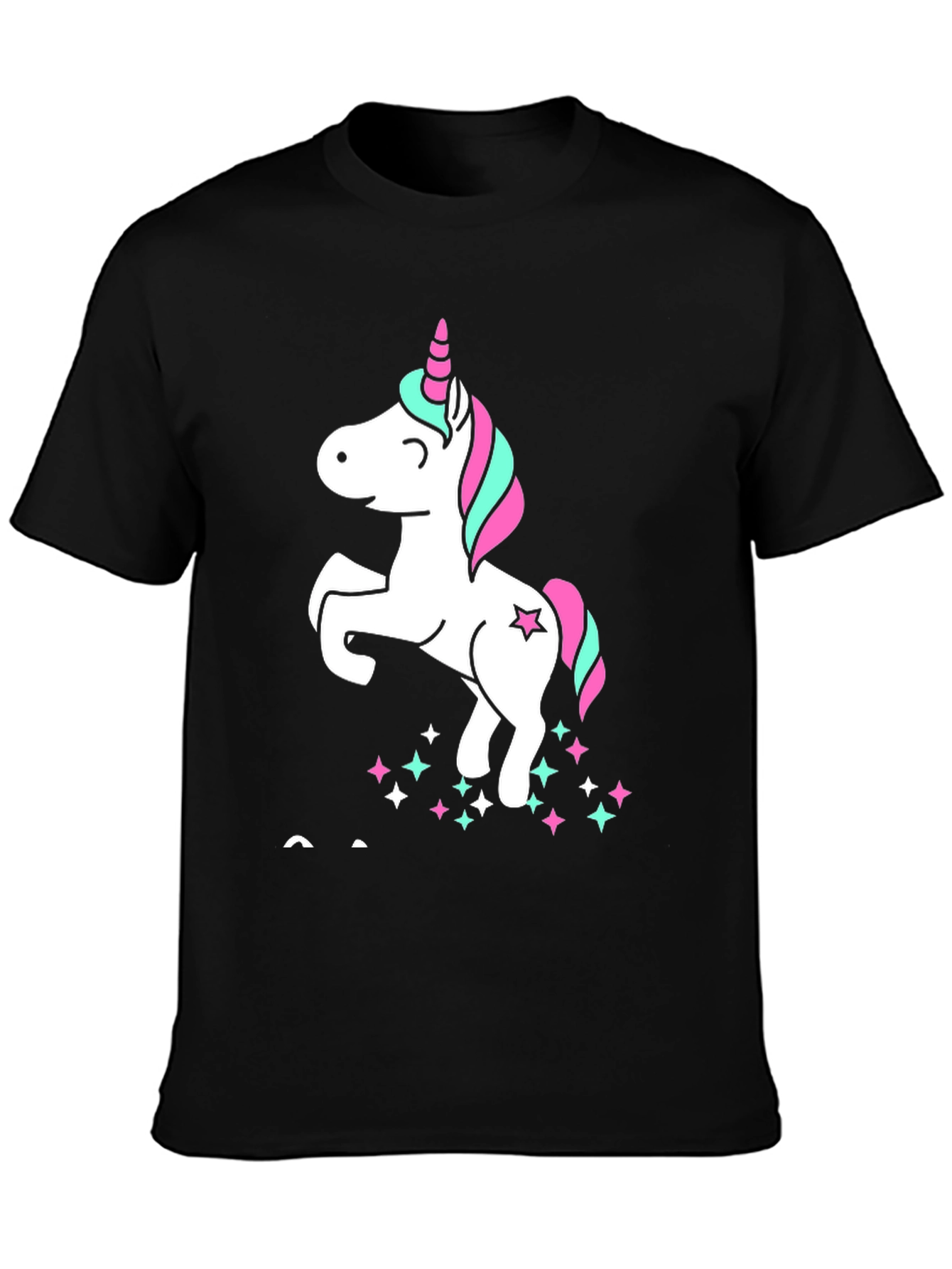 Unicorn Stars Black Cotton Graphic Tee