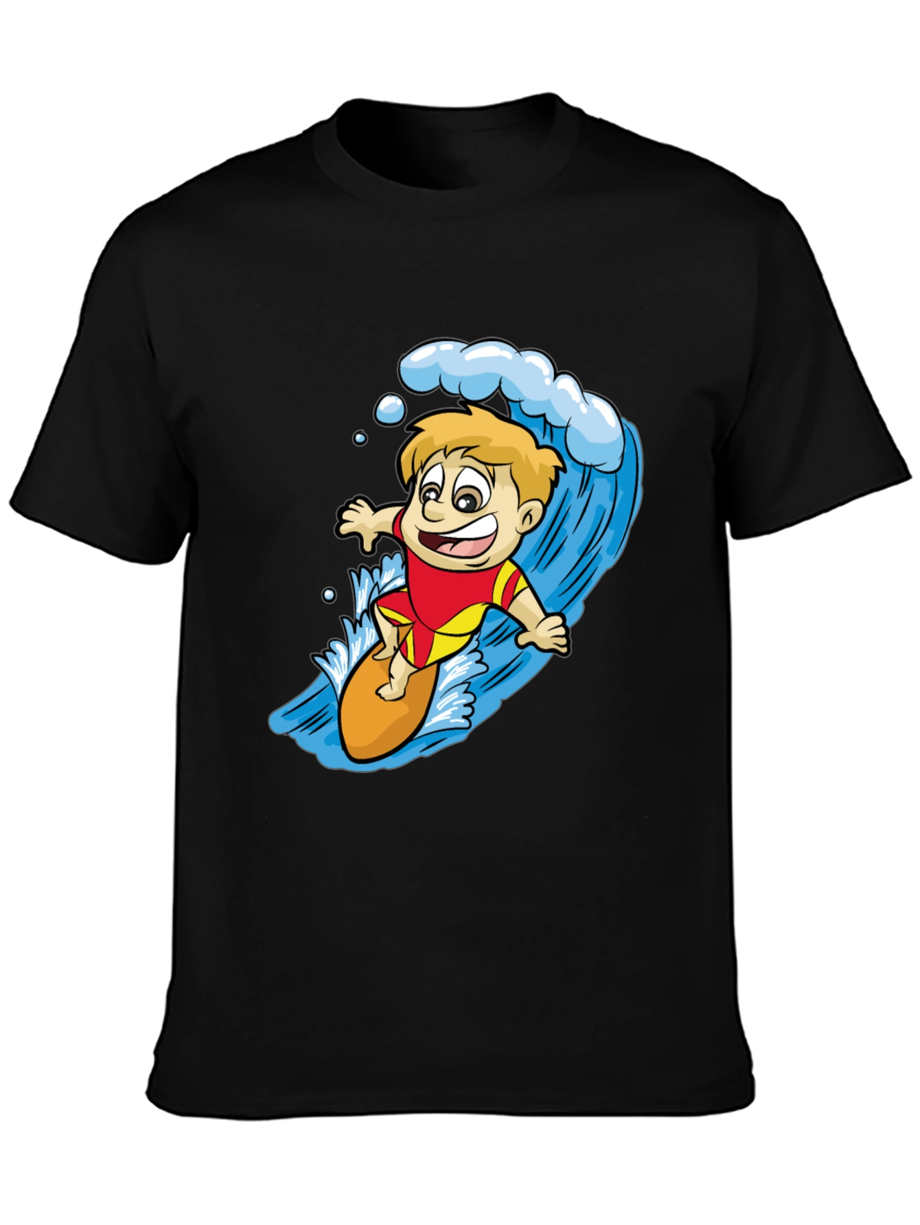 Surfer Boy Graphic Tee - Black Cotton Shirt