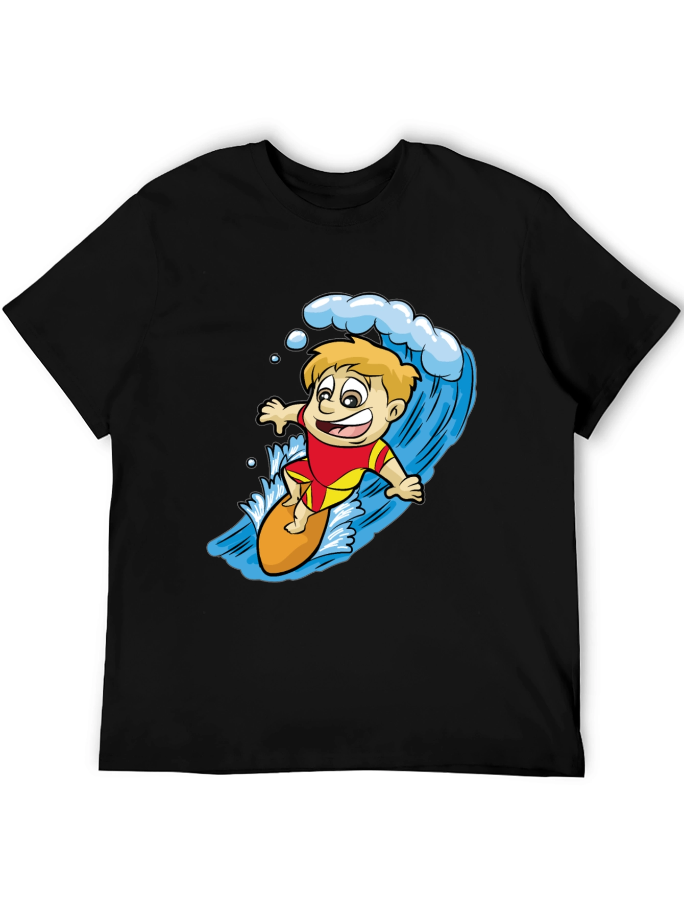 Surfer Boy Graphic Tee - Black Cotton Shirt